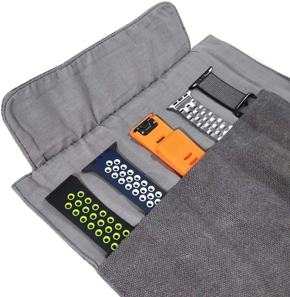 YOOSIDE Watch Band Accessories,Smart Watch Band Protable Storage Bag Case Pouch Organiser-Compatible Apple Watchbands, Garmin Watch Band, Samsung Watch Band Etc -Cotton Canvas image number 5