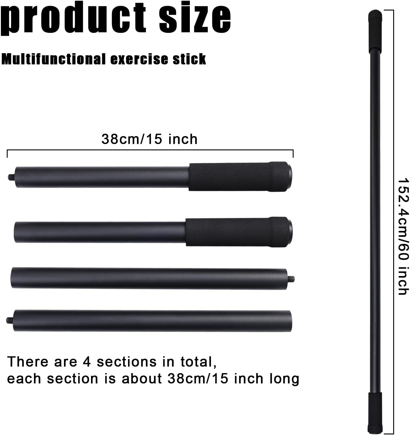 Gosknor Yoga Stick, 5Ft Adjustable Yoga Stretching Stick Stainless Steel Mobility Pole Equipment for Stretching Multifunctional Exercise Stick Accessories for Fitness, Balance, Stretching image number 2