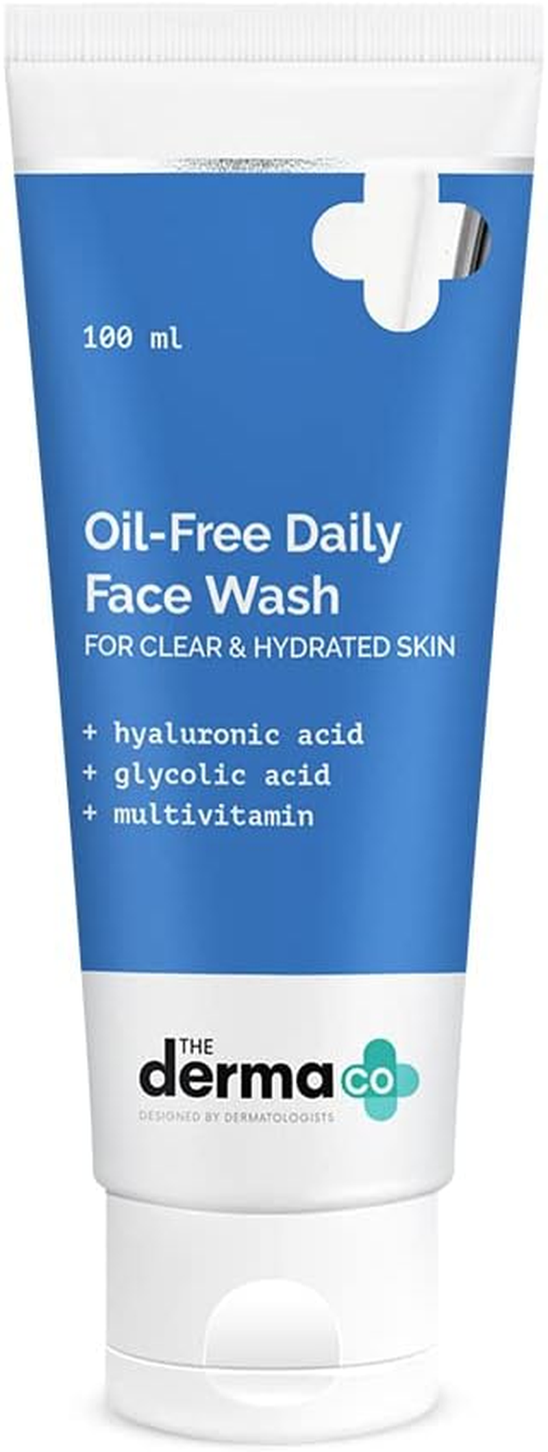 The Derma Co Oil-Free Daily Face Wash with Hyaluronic Acid, Glycolic Acid Multivitamins for Clear Hydrated Skin - 100Ml image number 1