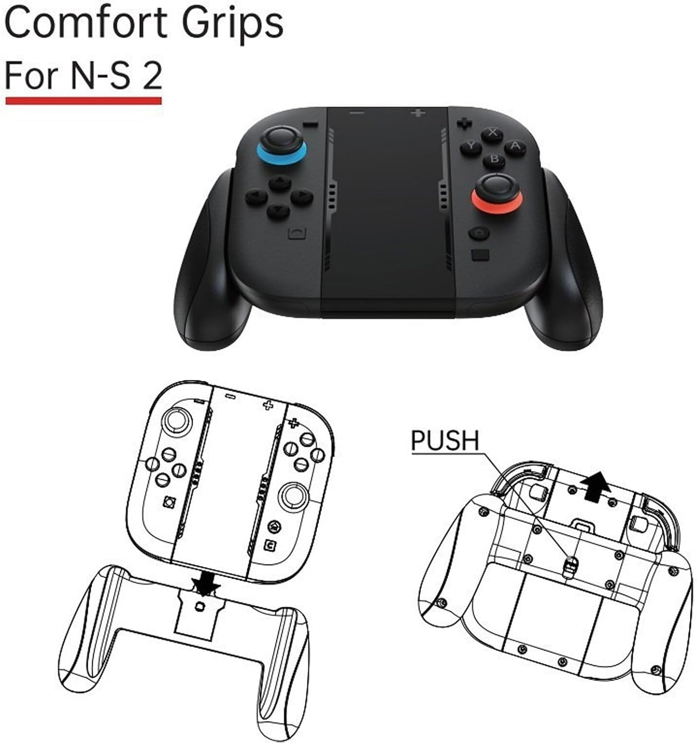 Crspexil Grip Holder for Switch 2 Joy Grip，Joy-Con Controller Grip，Nintendo Switch 2 Accessories, Reinforced with Silicone, Restoring the Beauty of Bare Metal