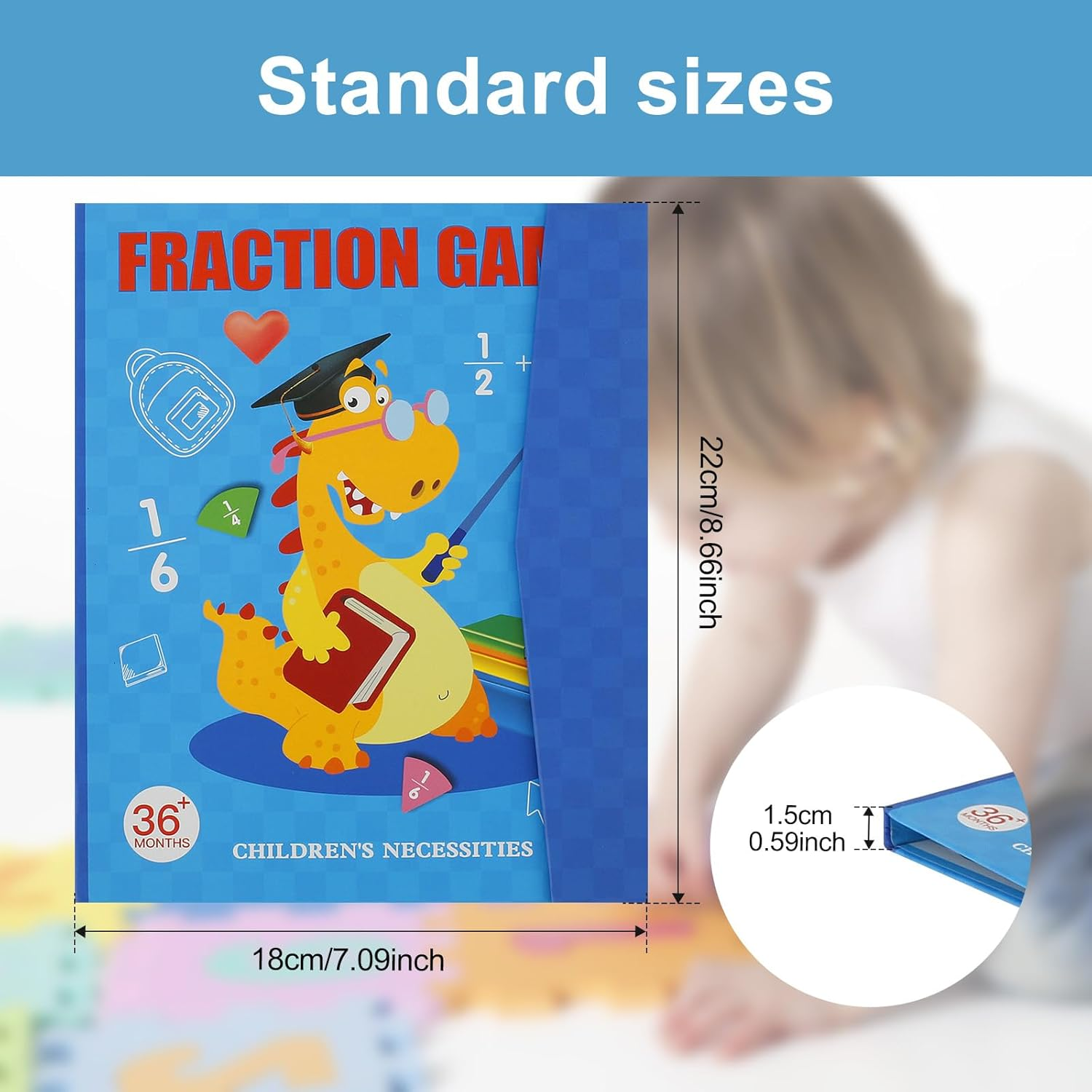 Magnetic Fraction Educational Puzzle, Magnetic Fraction Tiles & Fraction Circles, Visual Math Fractions Manipulatives Educational, Montessori Division Board Math Counting Board for School image number 6