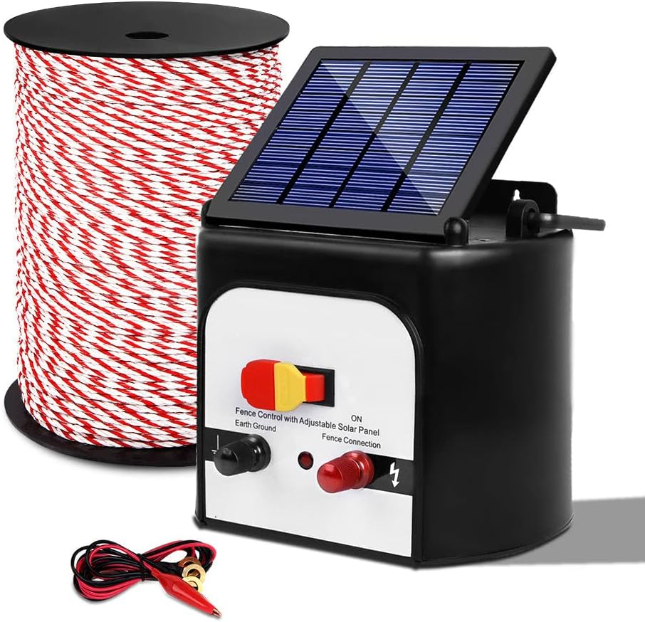 Giantz Fence Energiser 8Km Solar Energizer Charger Electric Wire, Fencing Equipment, 0.3J Discharge Energy Lead Sealed Battery Panel 500M Polyrope 4Mm Width image number 5