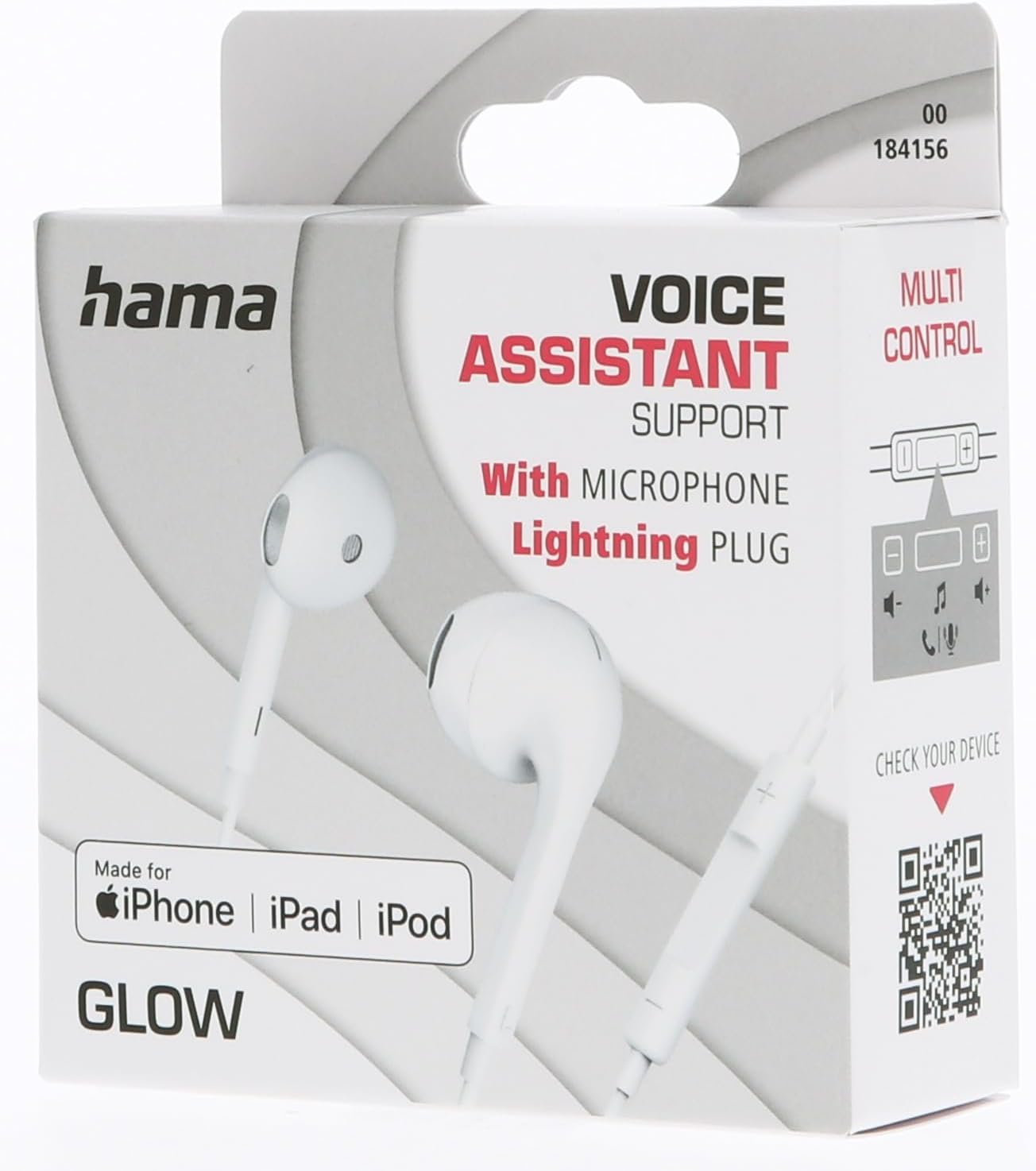 Hama Glow Hifi in Ear Headphones Wired Stereo White Volume Control image number 2