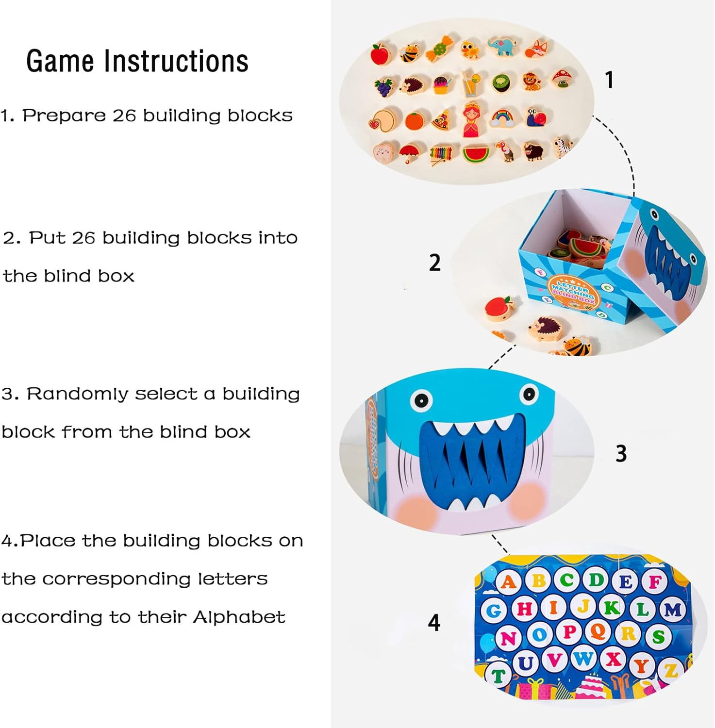 Mystery Alphabet Box for Kids 26 PCS Letters Sorting Matching Game Activities Letter Sounds Fine Motor Learning Toys for Preschool Kindergarten Classroom