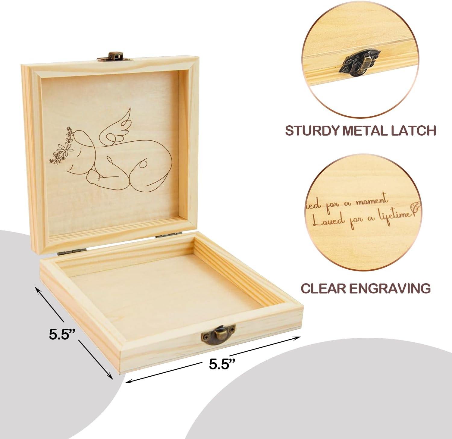 Miscarriage Memory Box, a Heartfelt Sympathy Gift for Mothers Loss of Baby, Wooden Keepsake Box, Remembrance Gifts Miscarriages, Infant Loss Memorial for Moms and Dads image number 5