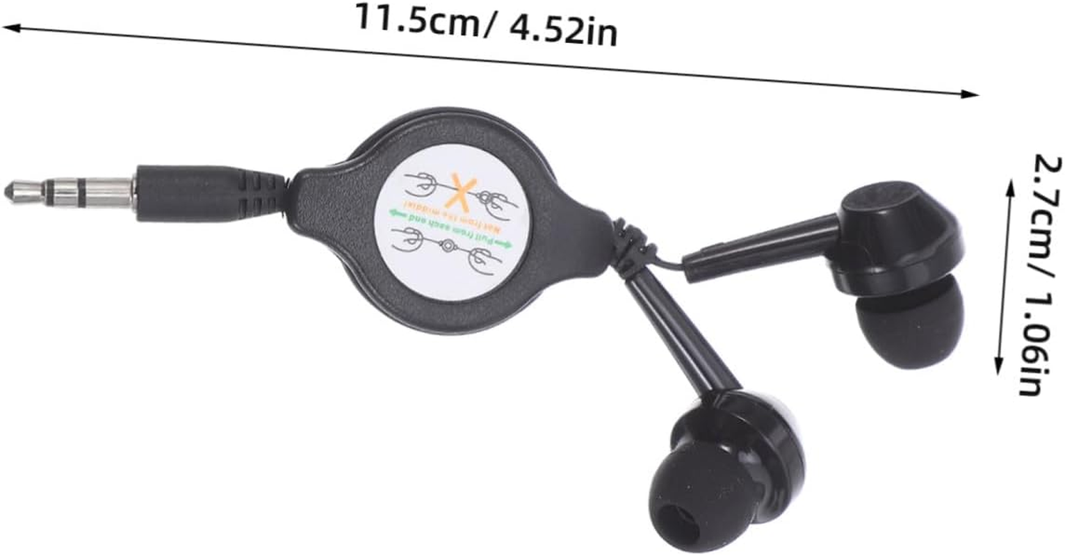 Housoutil 2Pcs Double-Pull Retractable Earbuds Ear Wired Headphones Cable for Travel Gym and Home Use image number 4