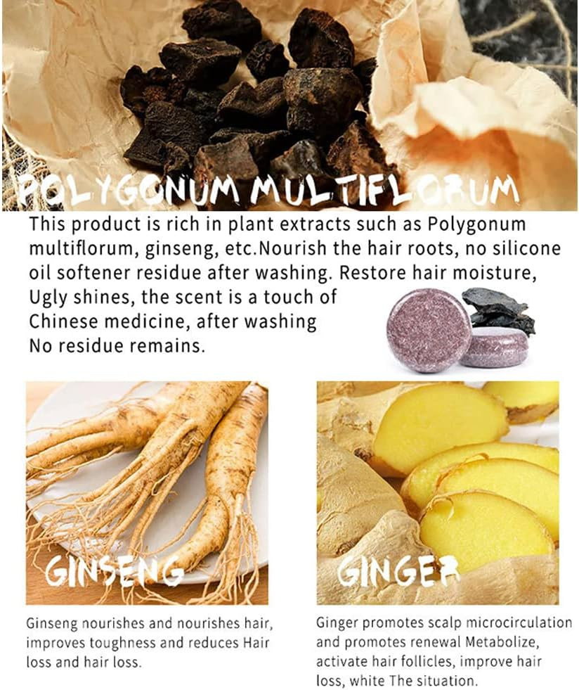 Hair Darkening Shampoo Bar Soap Hair Shampoo Polygonum Essence Hair Cleansing image number 6