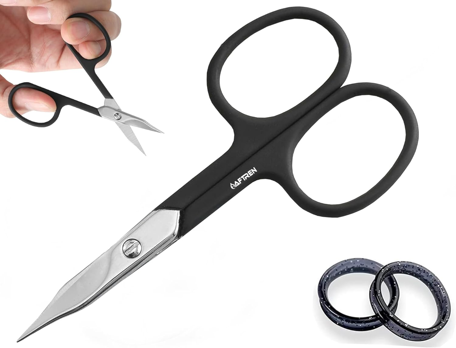 4" Curved Nail Scissors Cuticle Scissors Nail Toenails Brand Quality Extra Fine Sharp for Men and Women Black image number 4