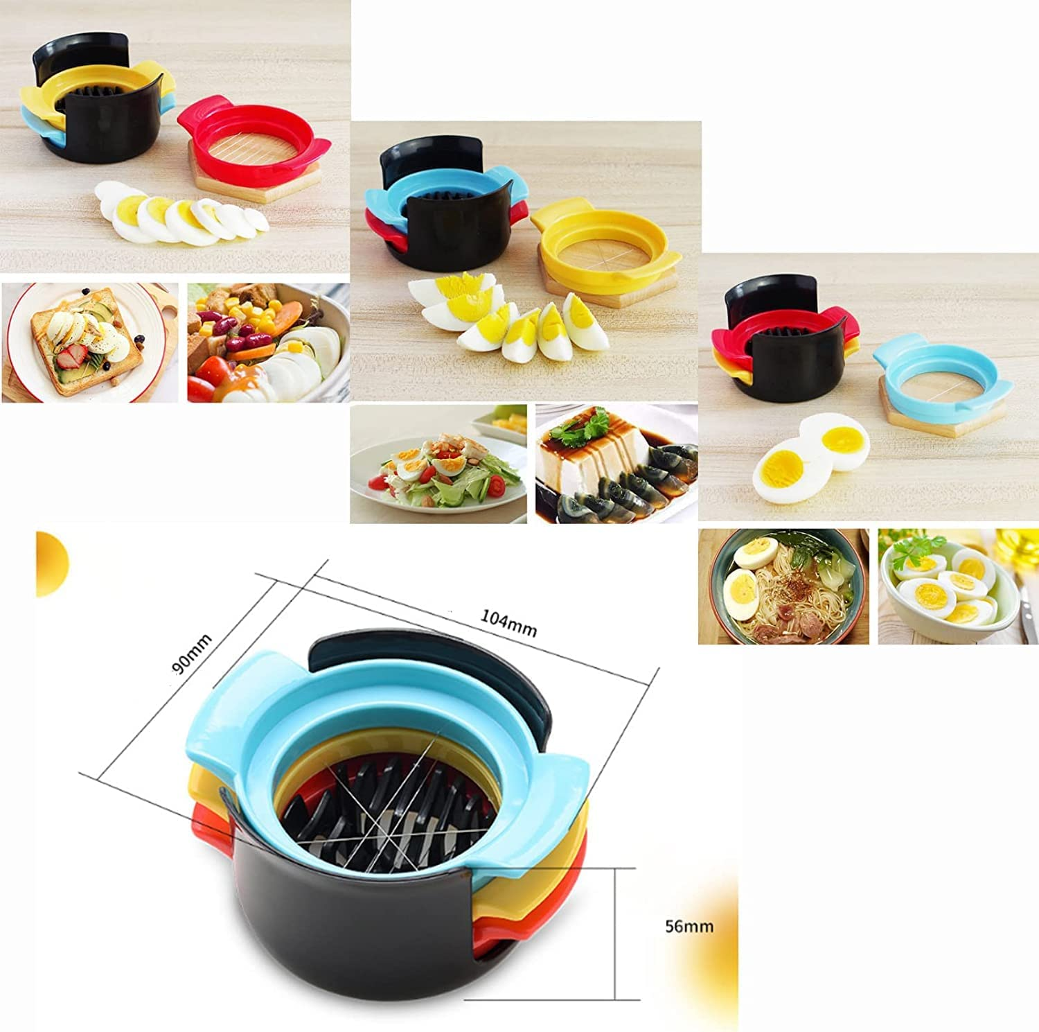 3 in 1 Egg Slicer with Stainless Steel Wires, 3-In-1 Multipurpose Egg and Soft Fruit Slicer, 3 in 1 Egg Slicer and Egg Piercer Combo, Egg Cutter for Multiple Slicing Options image number 3