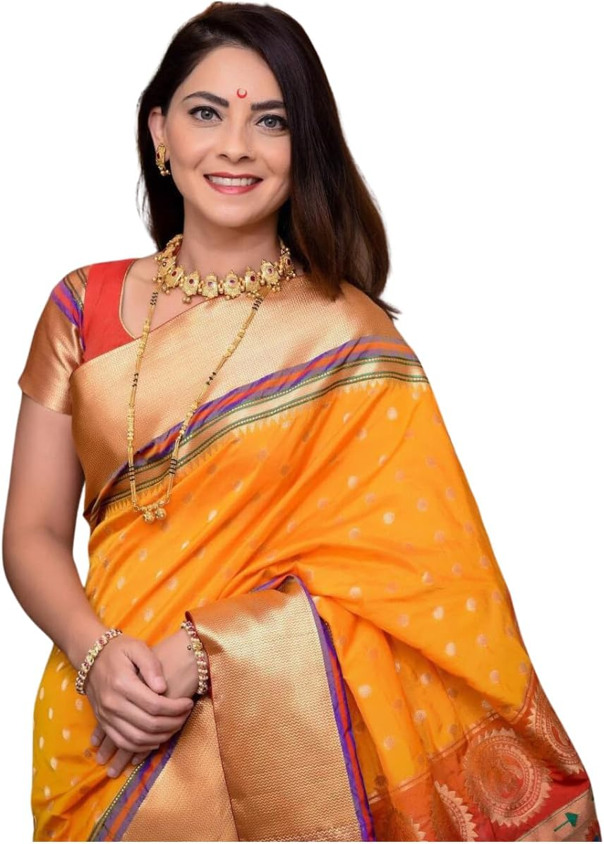 SGF11 Women'S Paithani Kanjivaram Soft Silk Saree with Blouse Piece