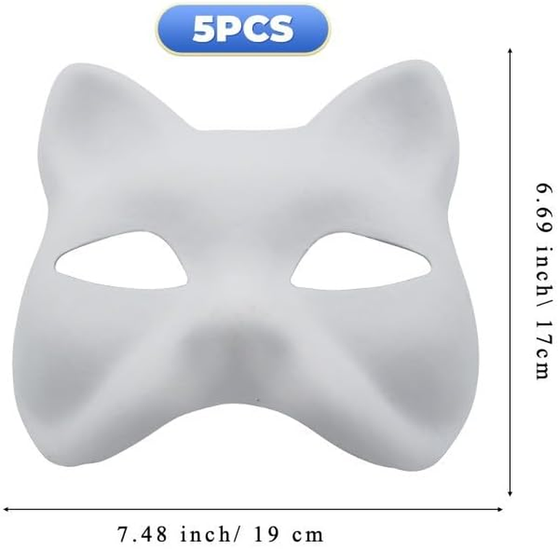 Cat Masks Therian Masks Made of White Paper for DIY Painting image number 1