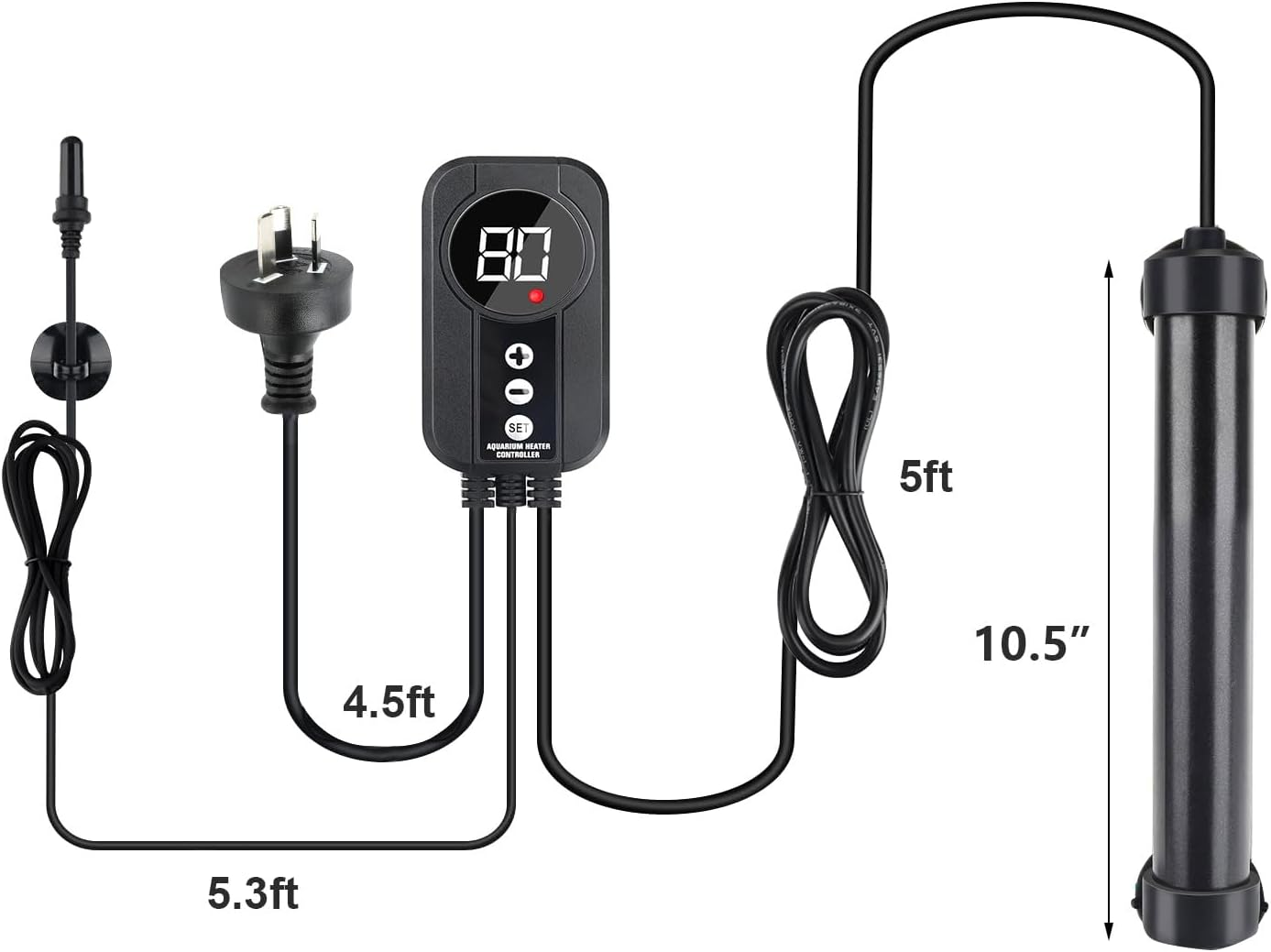 Aquarium Heater, Titanium Heater with Digital LED Controller & Temperature Probe (200W) Submersible Fish Tank Heater with Temperature Calibration for Saltwater Freshwater Tank 40 Gallon image number 6
