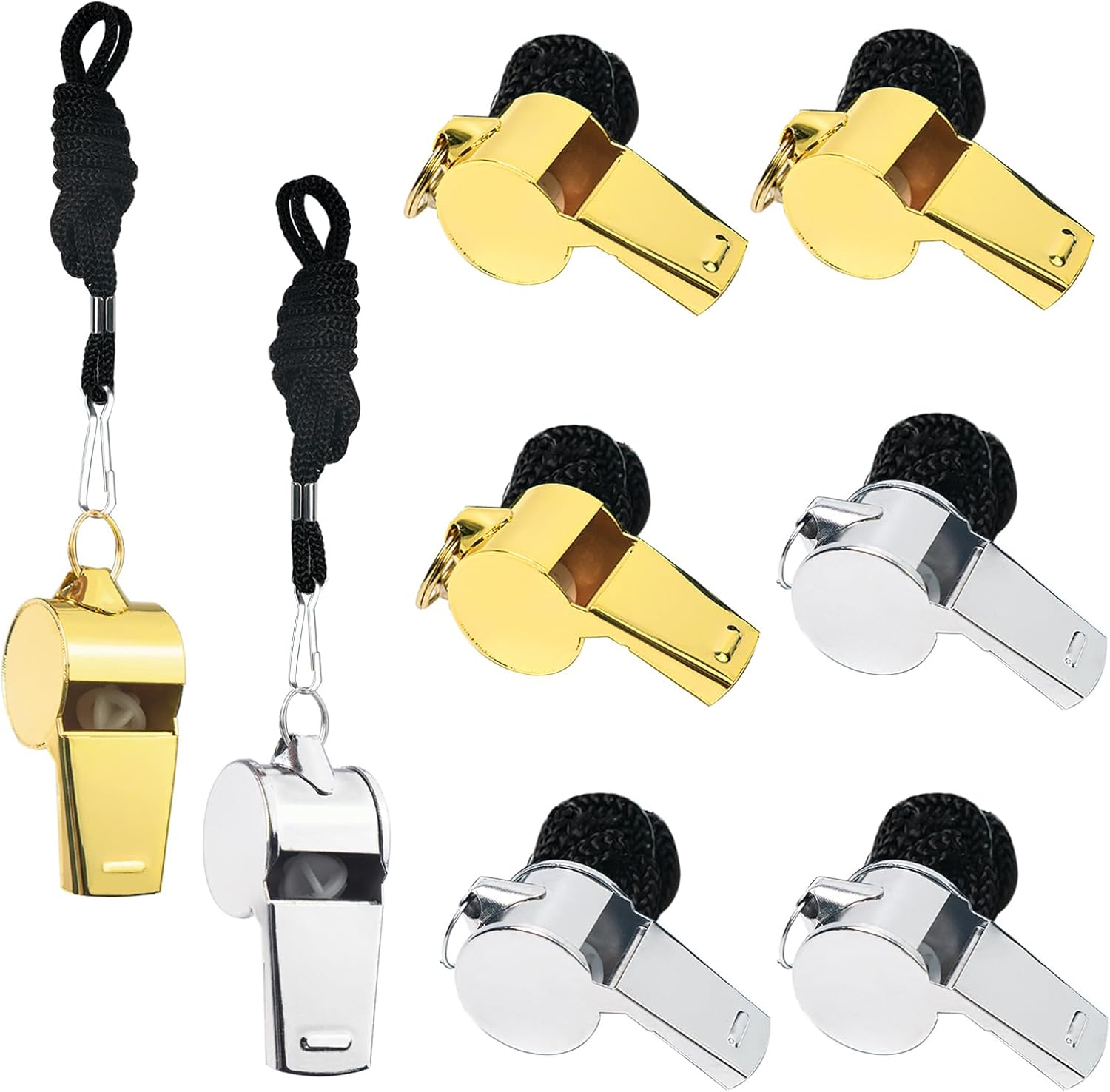 Koceci 8 Pack Whistles, Coach Whistles for Adults, Stainless Steel Referee, Sports Whistle with Lanyard, Metal Whistle Emergency for Polices Adults Teachers Students Outdoor Sports image number 6