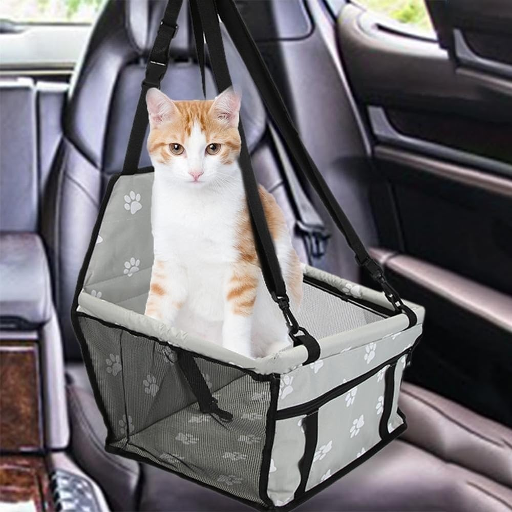 Dog Car Seat Cover Breathable Mesh Pet Cat and Dog Car Seat Puppy Dog Basket Safe Carry Travel Bag Dog Hammock(Size:2) image number 6