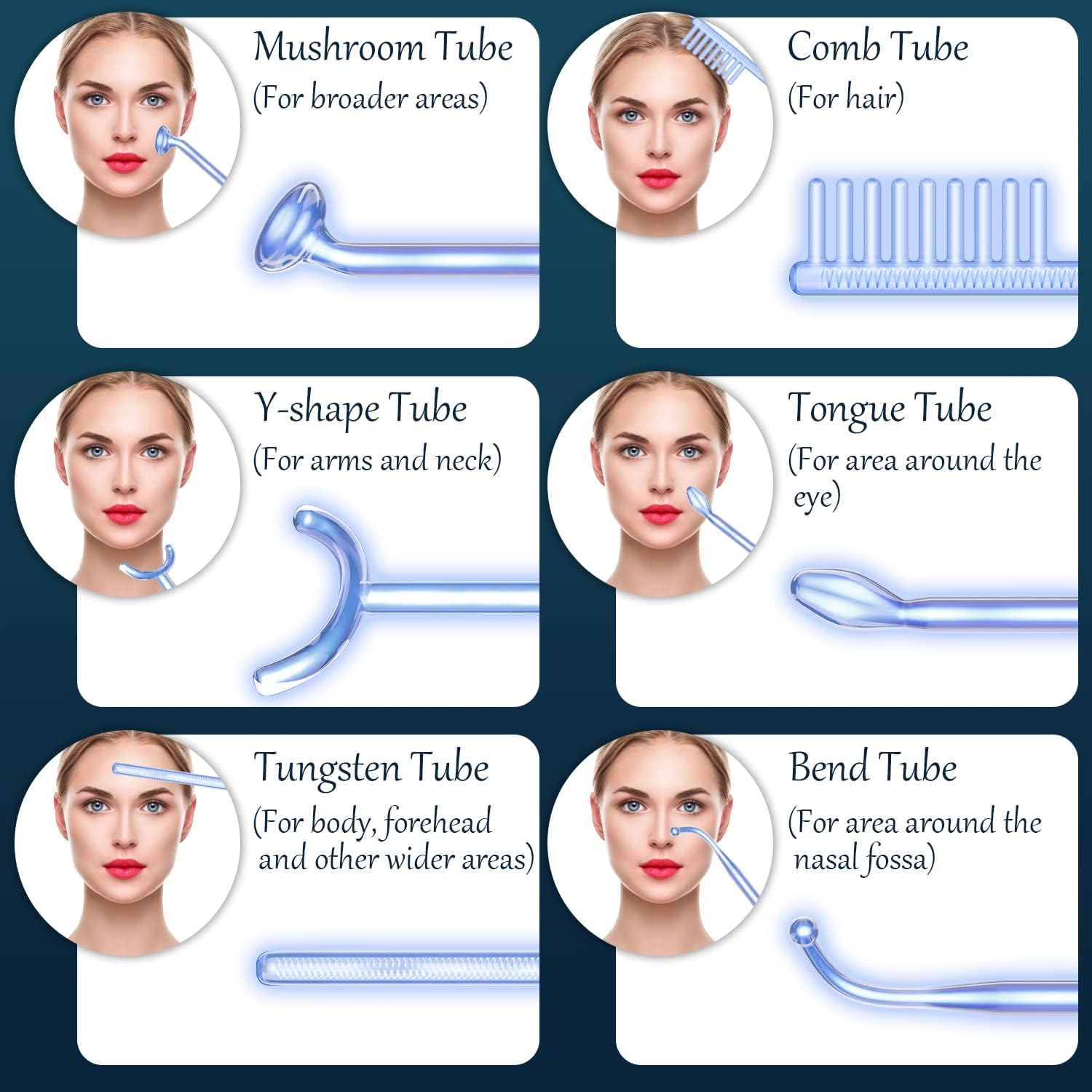 High Frequency Facial Wand - TUMAKOU Portable Handheld Blue High Frequency Facial Machine Skin Face Wand - with 6 Different Glass Tubes(Violet+Orange Tech) for Skin/Face/Eyes/Hair image number 3