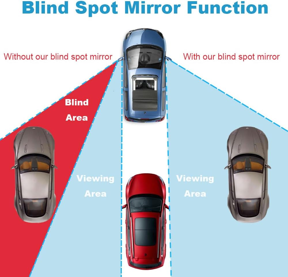 4 PCS Blind Spot Mirror, 2" Rectangle/Round HD Glass Frameless Convex Rear View Mirror, Exterior Wide Angle Side Car Blind Spot Mirror for Larger Image and Improved Traffic Safety image number 1