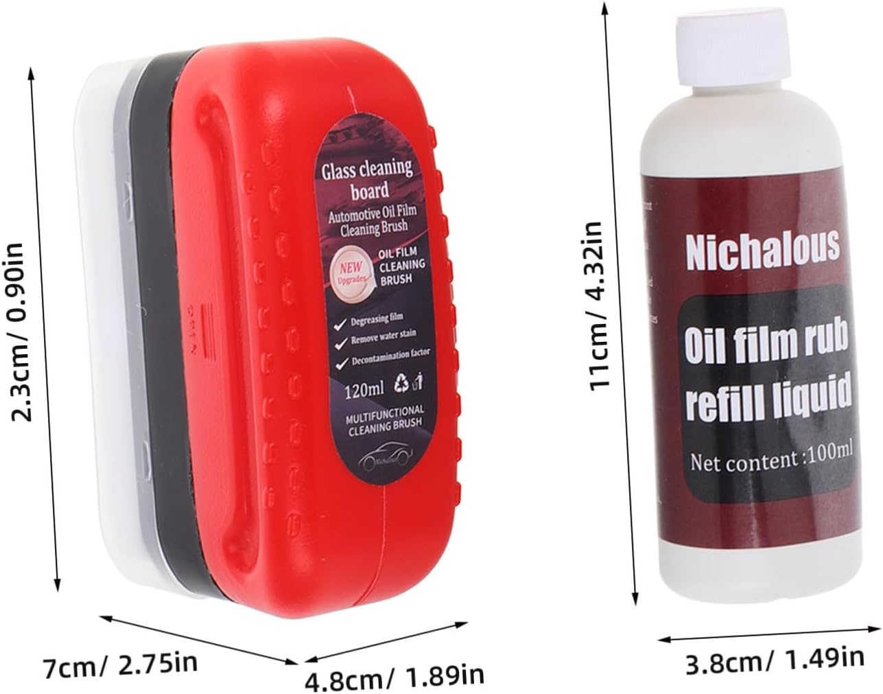 ULTECHNOVO High Efficiency Car Window Cleaner Tool with Innovative Brush Multifunctional Automotive Glass Oil Film Remover for Clear Windscreen Compact Portable Glass Board Cleaner image number 2