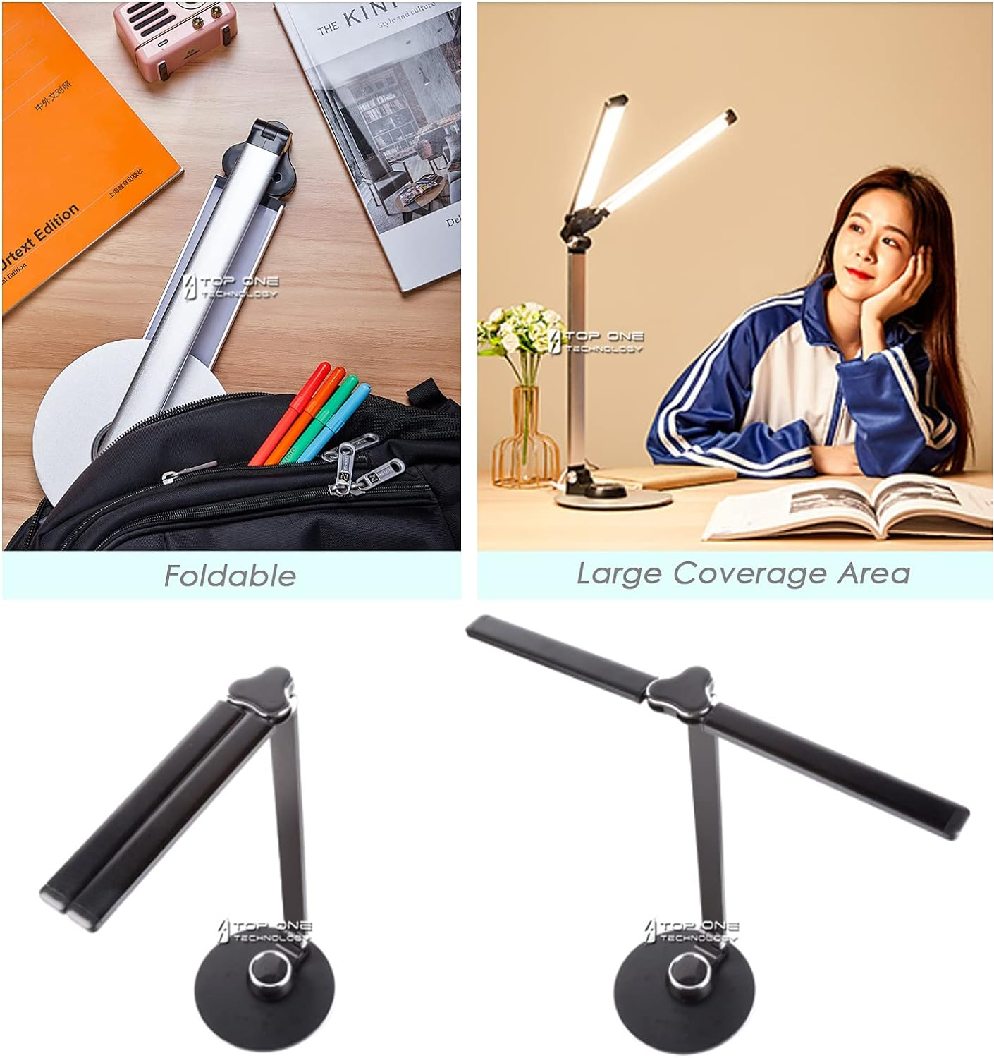 LED Piano Practice Light Foldable Adjustable Music Reading Desktop Desk Table Lamp USB Charing Port Stand Dimmable (Black) - Black image number 6