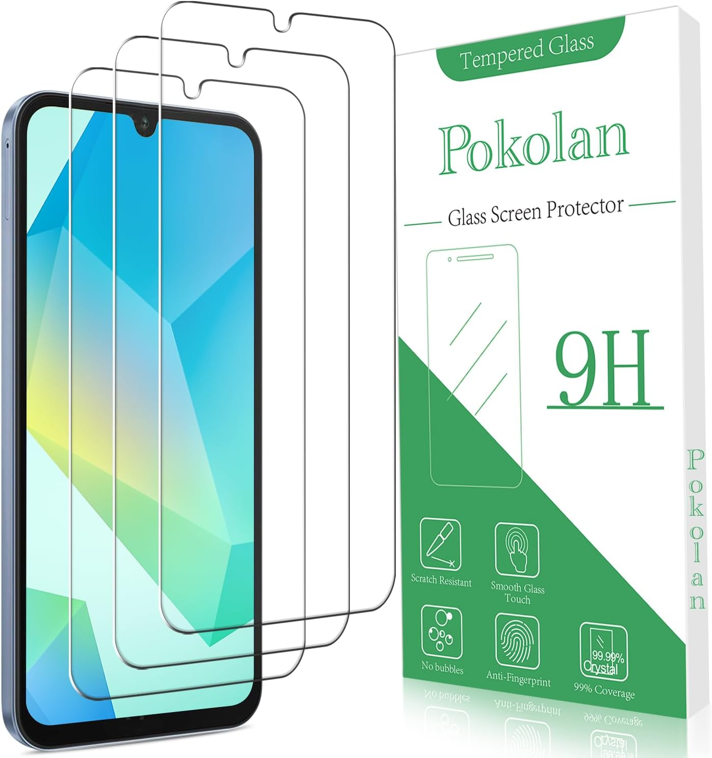 Pokolan 3 Pack Screen Protector for Samsung Galaxy A16 5G / 4G Tempered Glass, 9H Hardness, Case Friendly, anti Scratch, No Bubbles, Easy to Install image number 3