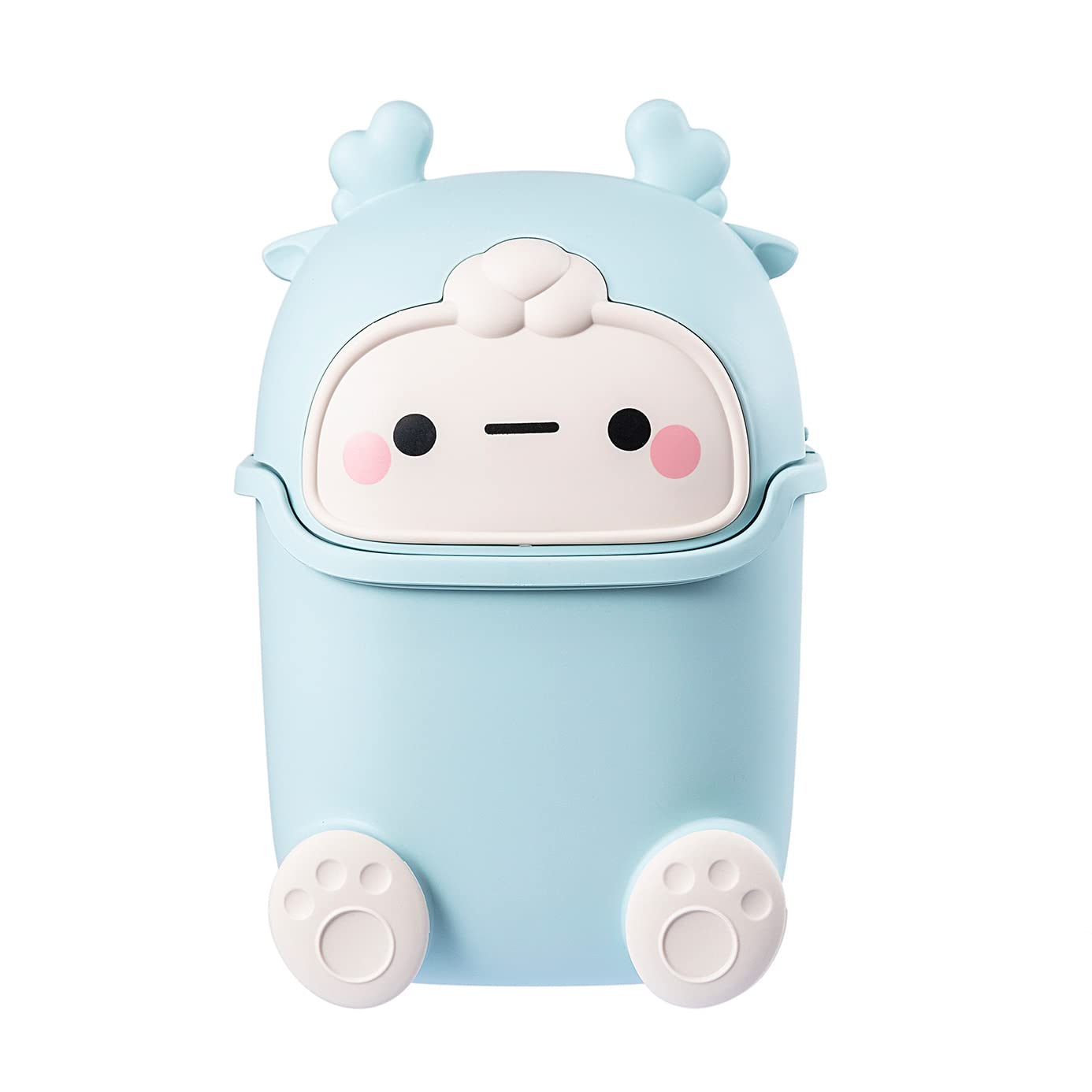 Plastic Trash Can Creative Mini Desktop Trash Can with Lid Small Home Office Cleaning Trash Desktop Storage Bin with 50 Trash Bags (Green)