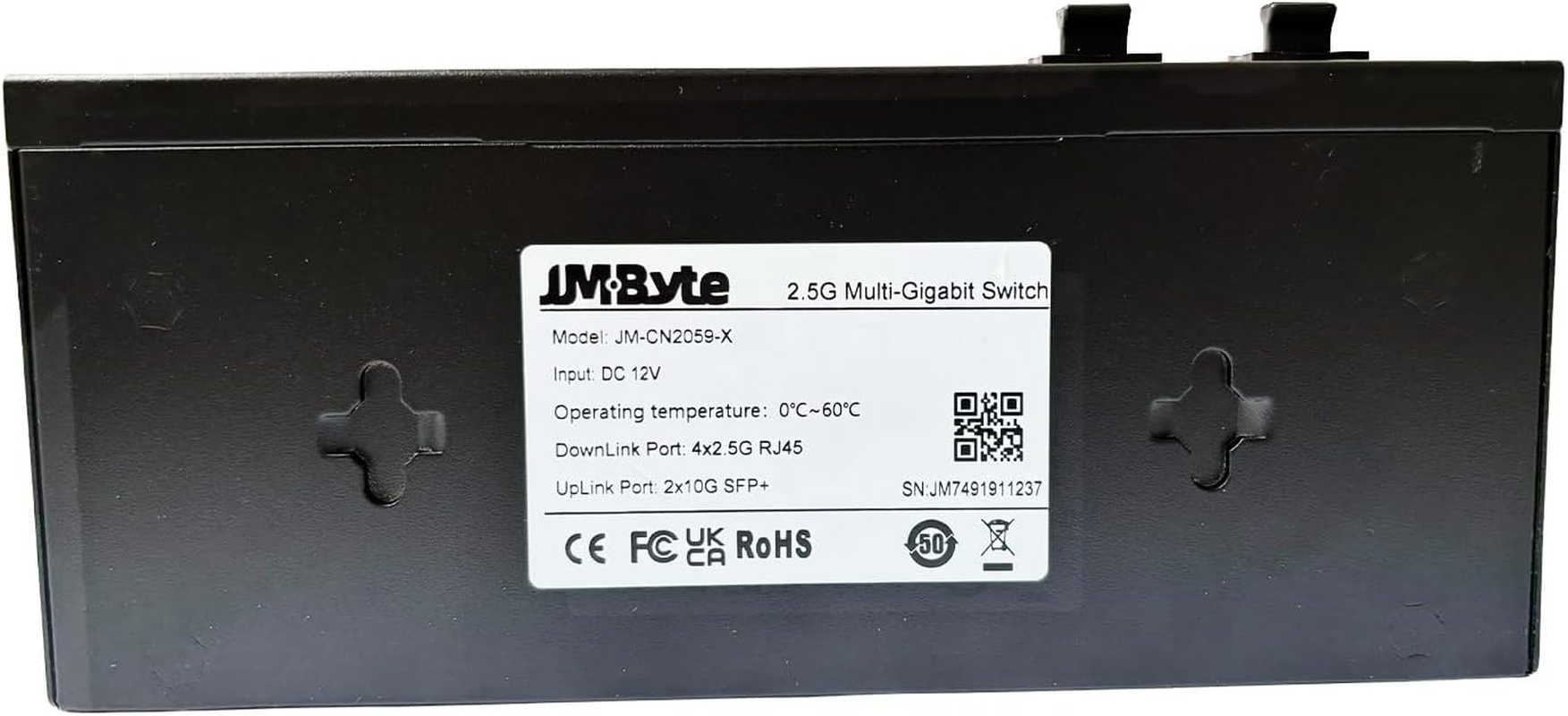 Jm-Byte 6-Port Desktop Ethernet Switch with 2 X 10G SFP/SFP+ Uplink Ports, 4 X 2.5 Gigabit RJ-45 Ethernet Ports, Unmanaged Network Switch, Plug & Play, Metal Case (JM-CN2059-X)