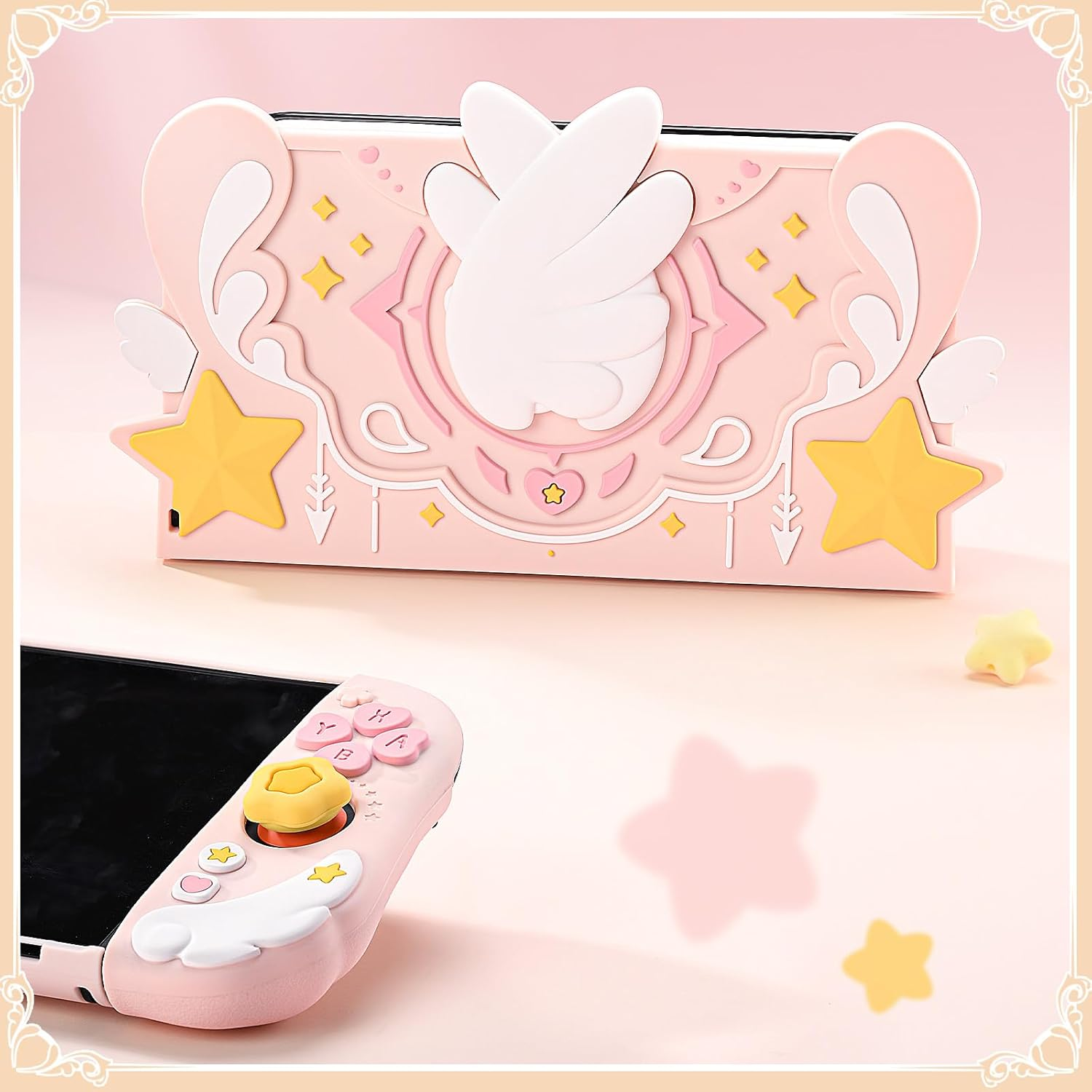 Geekshare Soft Silicone Faceplate Cover Compatible with Switch 2 Charging Dock, Star Wings Series Soft Faceplate Protector - Anti-Scratch Dock Cover with Precise Cutouts