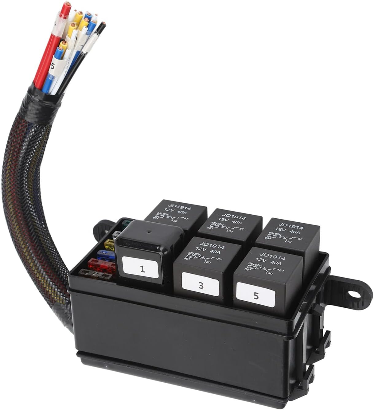 Universal 4 Pin 6 Slot Waterproof 12V Fuse Relay Block Kit - Easy Installation for Automotive, Cars, Marine, Boat image number 1