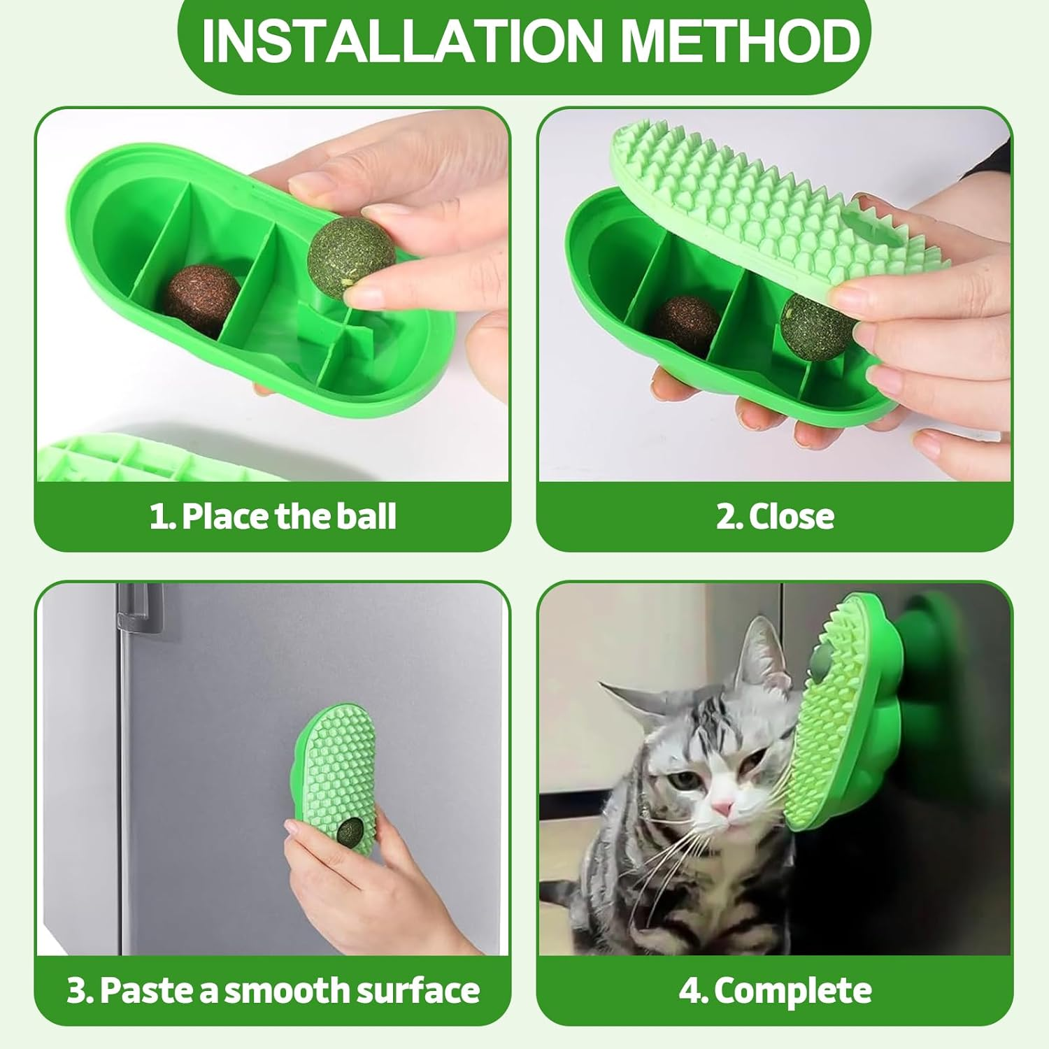 Pack of 2 Cat Toys, Bring 2 Catnip Balls and 2 Gall Balls, Catnip Ball for Cat Wall for Cats Licking, Healthy Kittens Teeth Cleaning, Self-Service Common image number 1