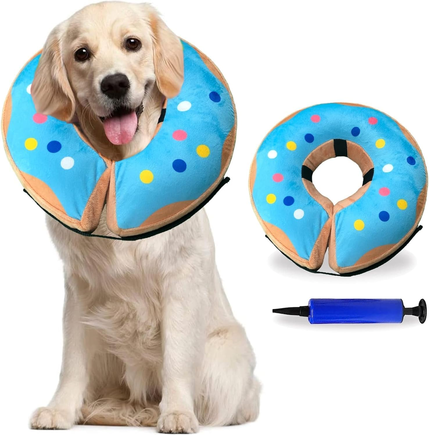 Bluvora Inflatable Dog Cone Collar Alternative after Surgery, Doggie Neck Donut Collar Recovery Collar, Soft Dog Cone for Small Medium Large Dogs (Pink, Small)