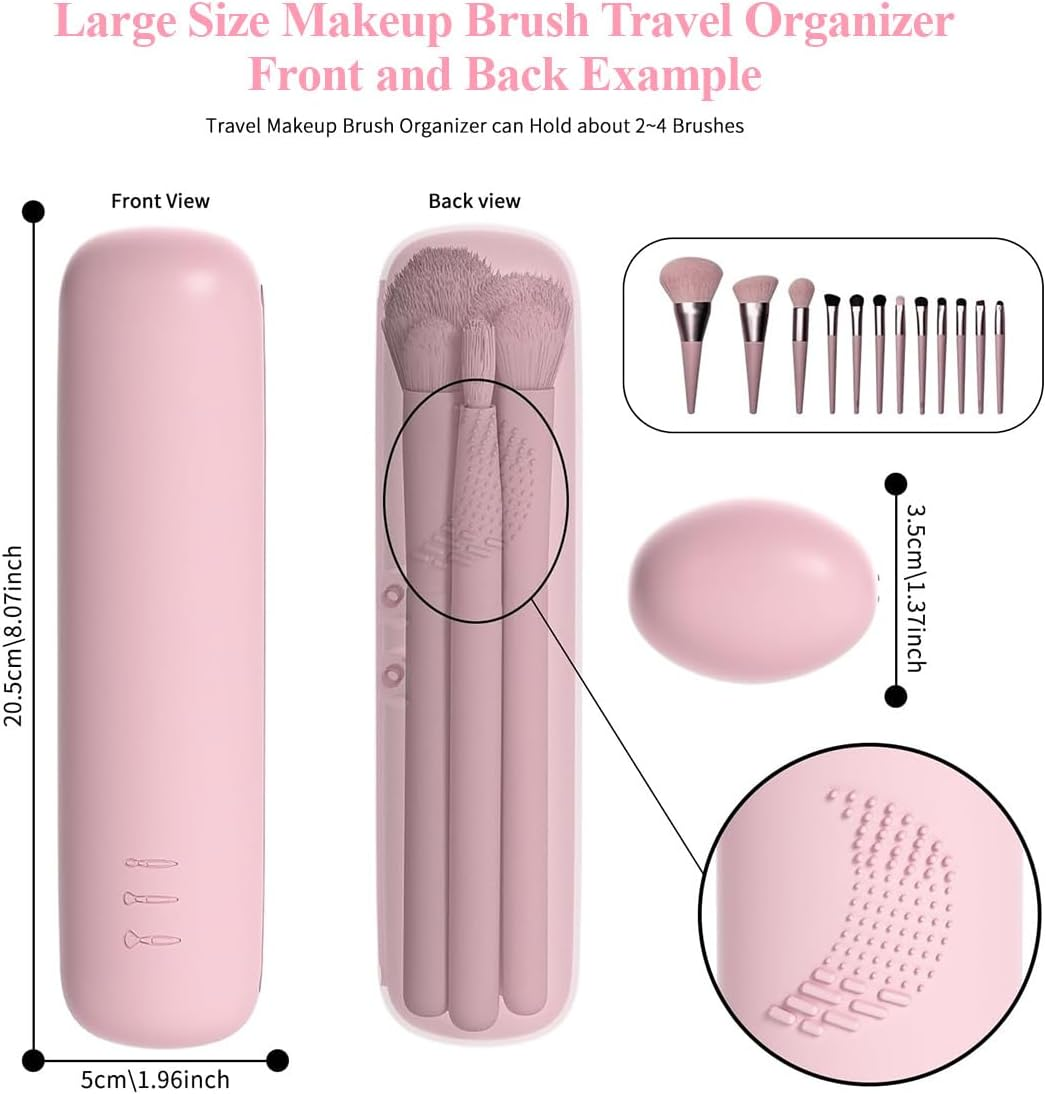 JYNVO Women'S Mini Travel Cosmetic Bag Set, PU Leather Makeup Bag Waterproof + Brush Organiser, Practical for Makeup Storage & Travel image number 6