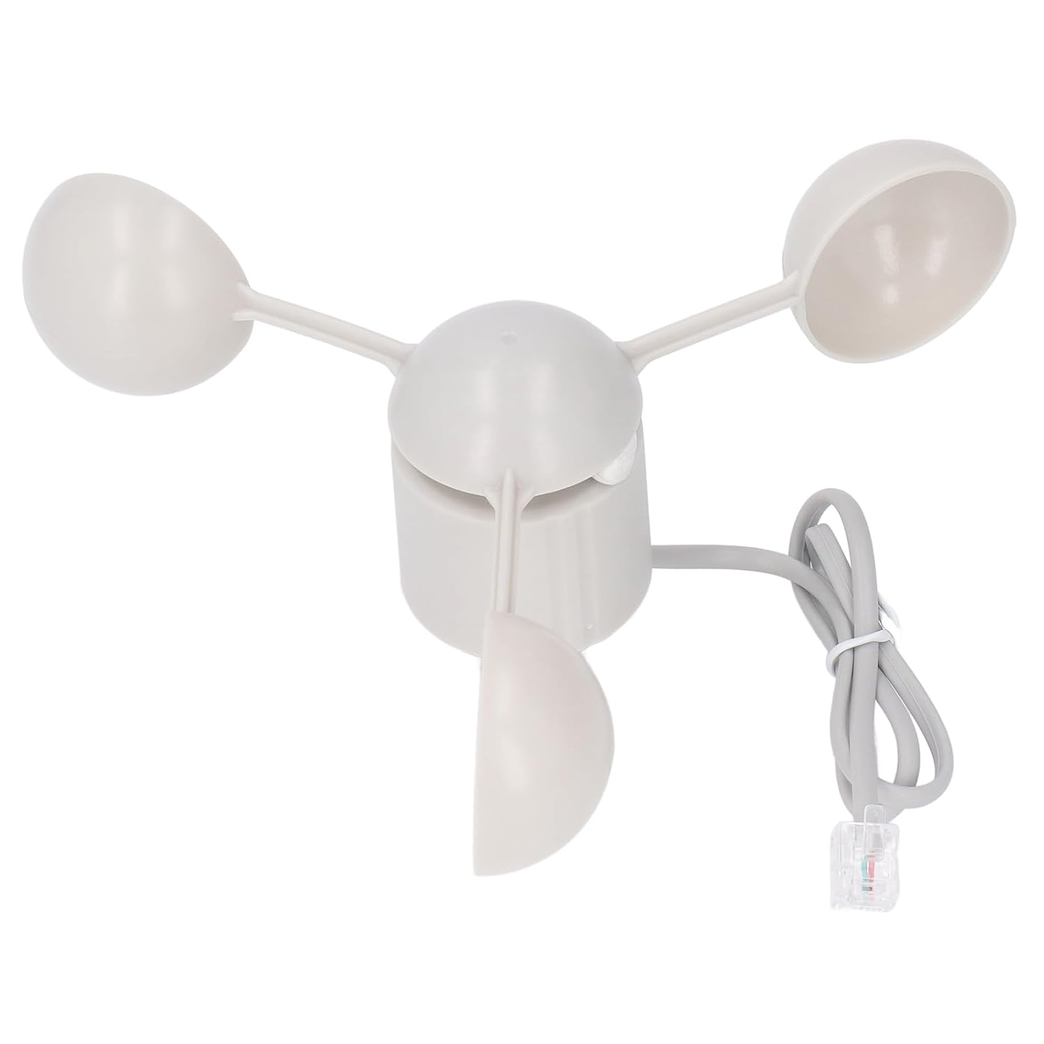 Weather Meter Kit, Wind Vane Cup Anemometer, Anemometer Cup Speed Measuring Sensor Cup RJ11 Connector 3 Cups Wind Direction Gauge for Weather Meter image number 5