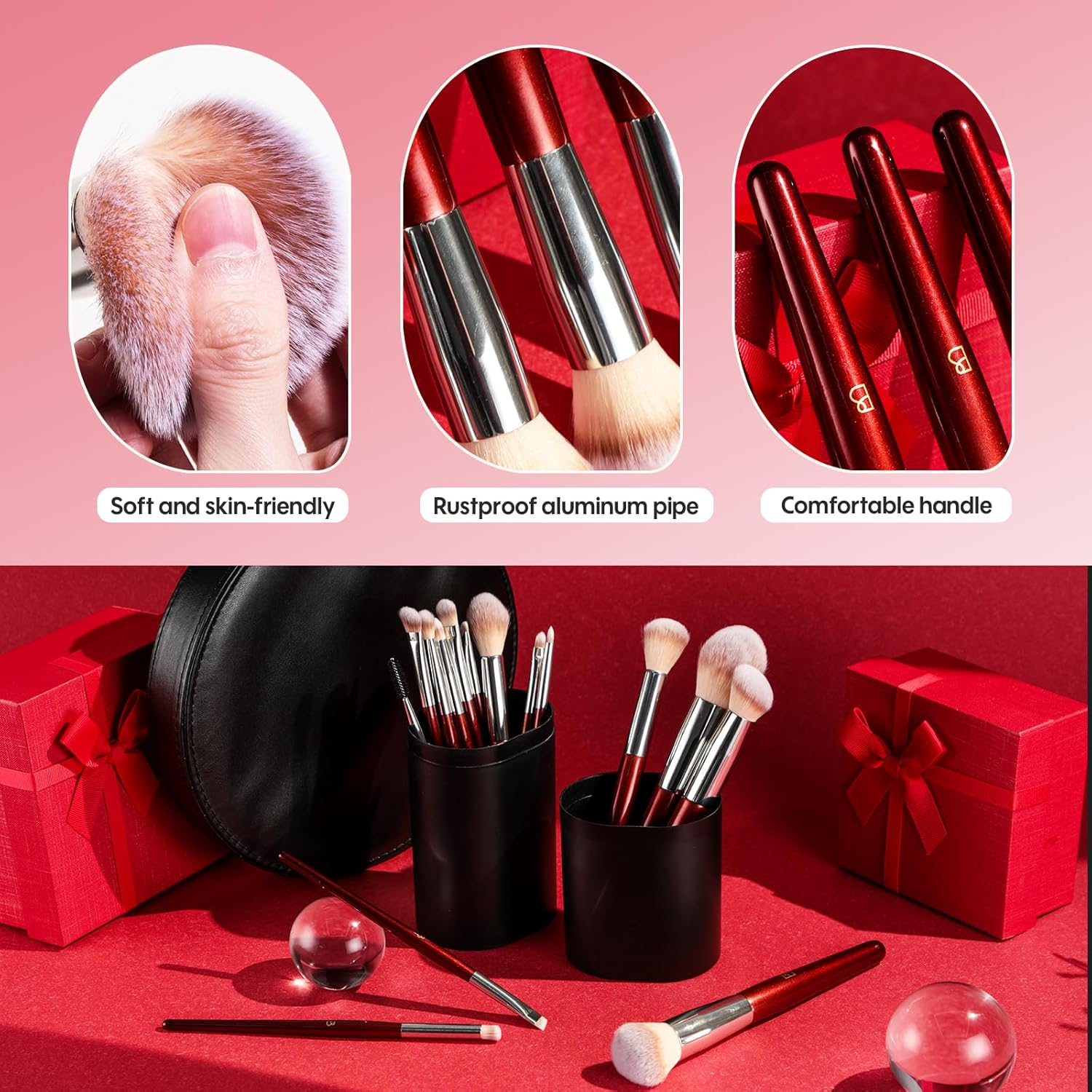 BS-MALL Makeup Brush Set Premium Synthetic Foundation Powder Concealers Eye Shadows Blush Makeup Brushes with Black Case image number 2