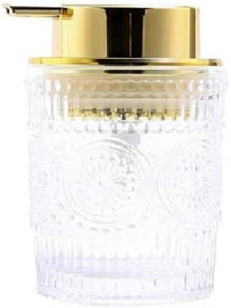 Glass Foam Soap Dispenser, Clear Hand Liquid Bottles with Gold Plastic Pump, Refillable round Foaming Lotion Dispensing for Kitchen Sink & Bathroom Counter image number 1