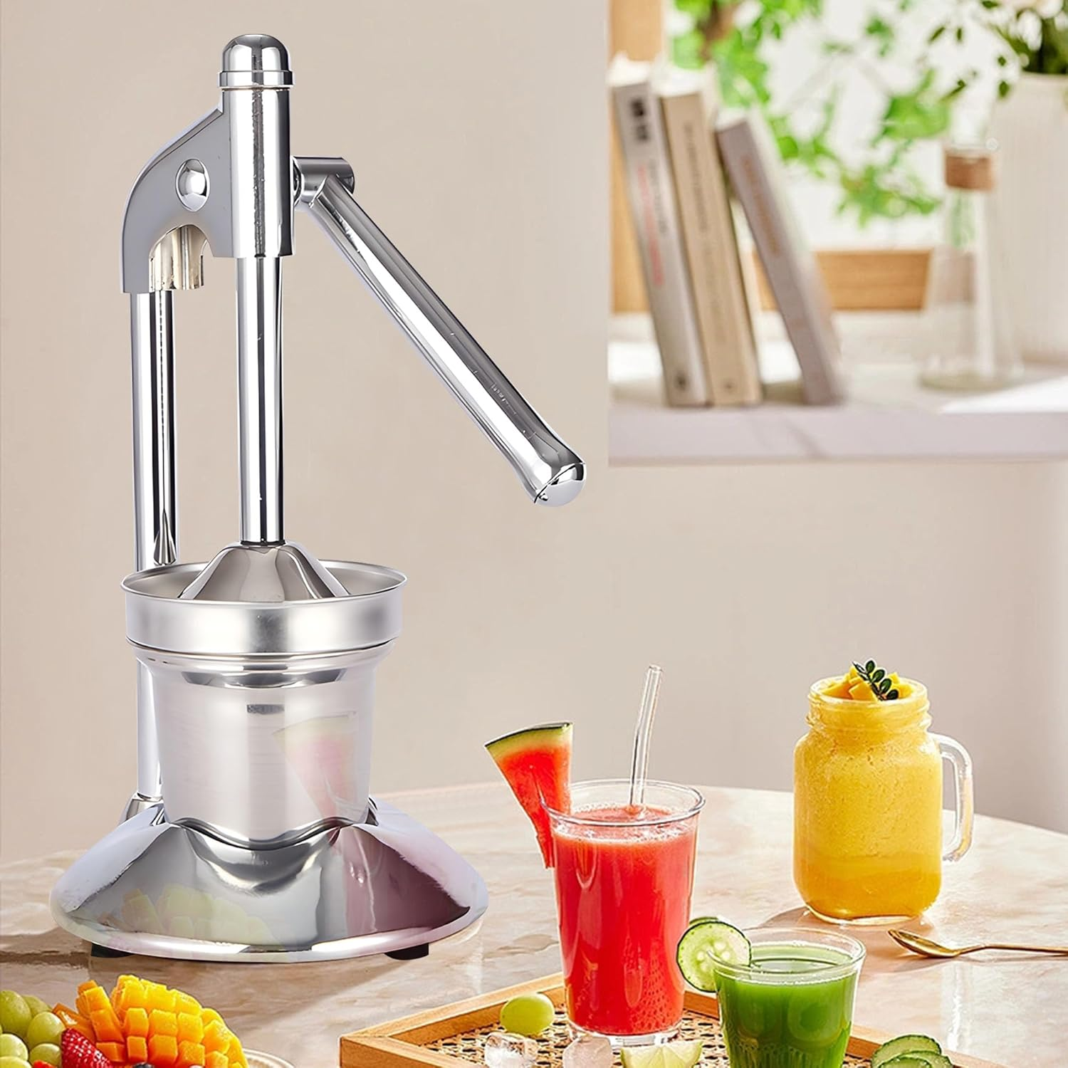 Aumerage Commercial Manual Juicer Hand Press Juice Presser, Easy to Clean, Fruit Squeezer, Citrus Juicer, Orange Juice Squeezer, Professional Citrus Juicer (Silver) image number 2