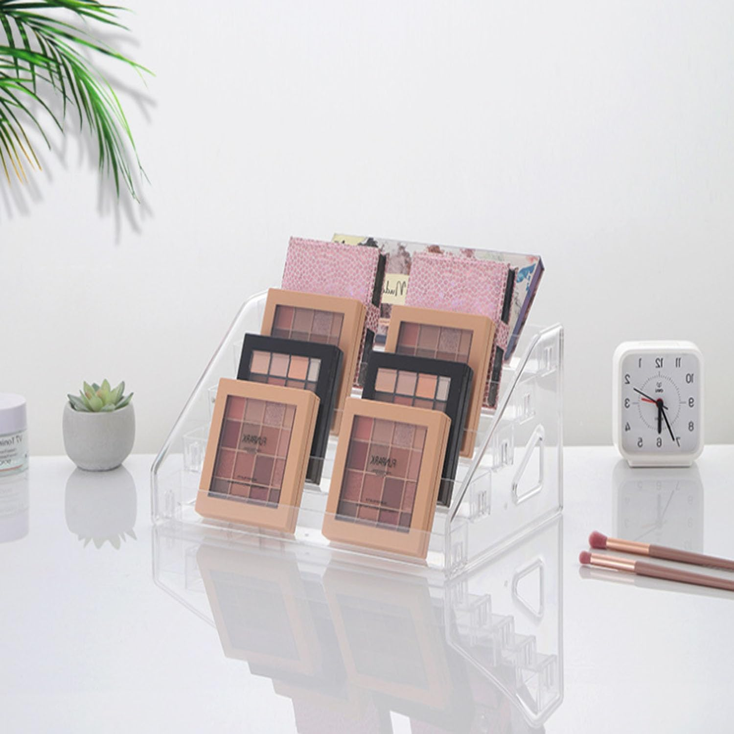 5 Tier Clear Acrylic Trapezoidal Display Stand,31*21*13Cm Steps Dessert Table Stands, Acrylic Display Shelf for Dessert,Cupcake,Makeup,Perfume,Nail Polish,Condiment image number 1