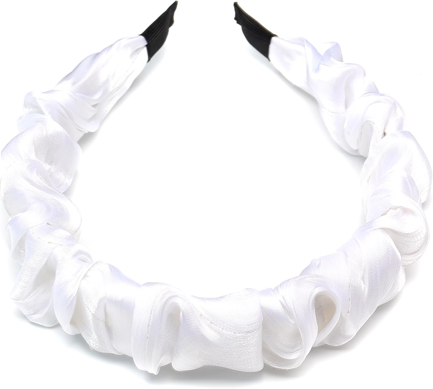 Qingoo Pleated White Headband Women Headband Hair Accessories Elegant Girls Hair Accessory 1 Piece (White) - Black image number 7