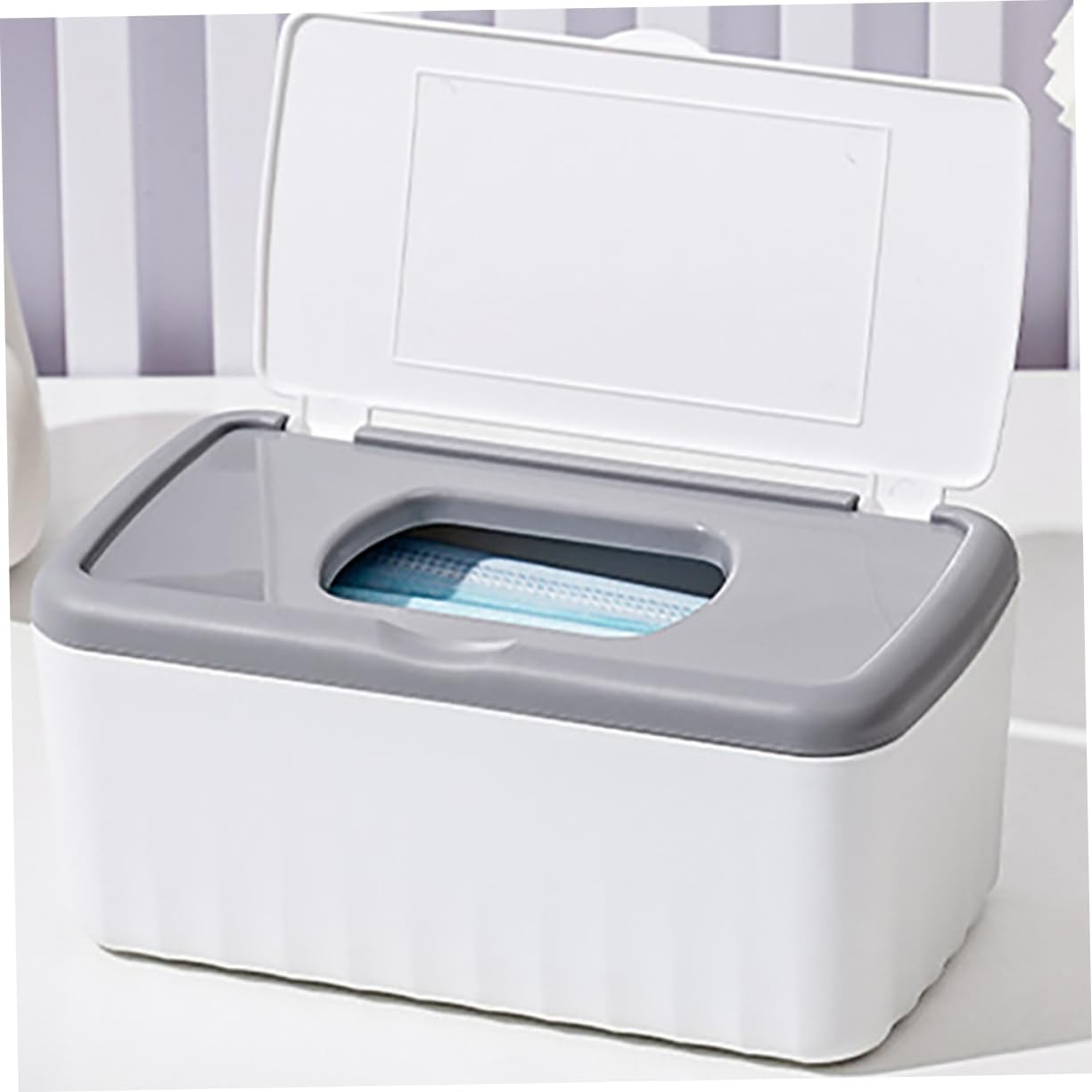 Amosfun Multifunctional Tissue Dispenser and Baby Wipe Box Large Capacity Plastic Rectangular Wipes Container Lid Sealed Dustproof for Bathroom and Desktop Storage image number 4