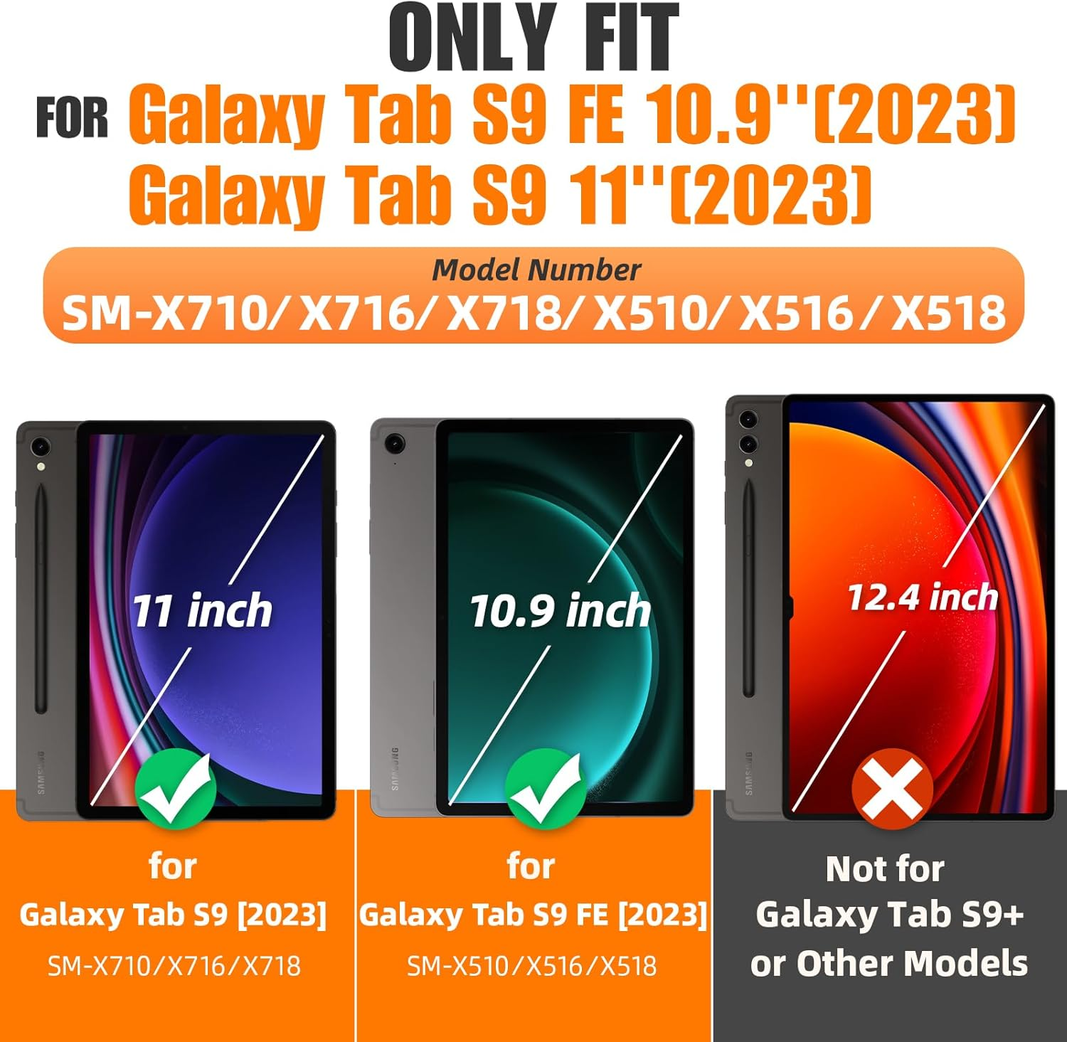 SEYMAC Stock Case for Samsung Galaxy Tab S10 FE/S9/S9 FE 5G 2025/2023 with Screen Protector | Pencil Holder [360 Rotating Hand Strap] &Stand, Drop-Proof Case 10.9"/11'', Black image number 5