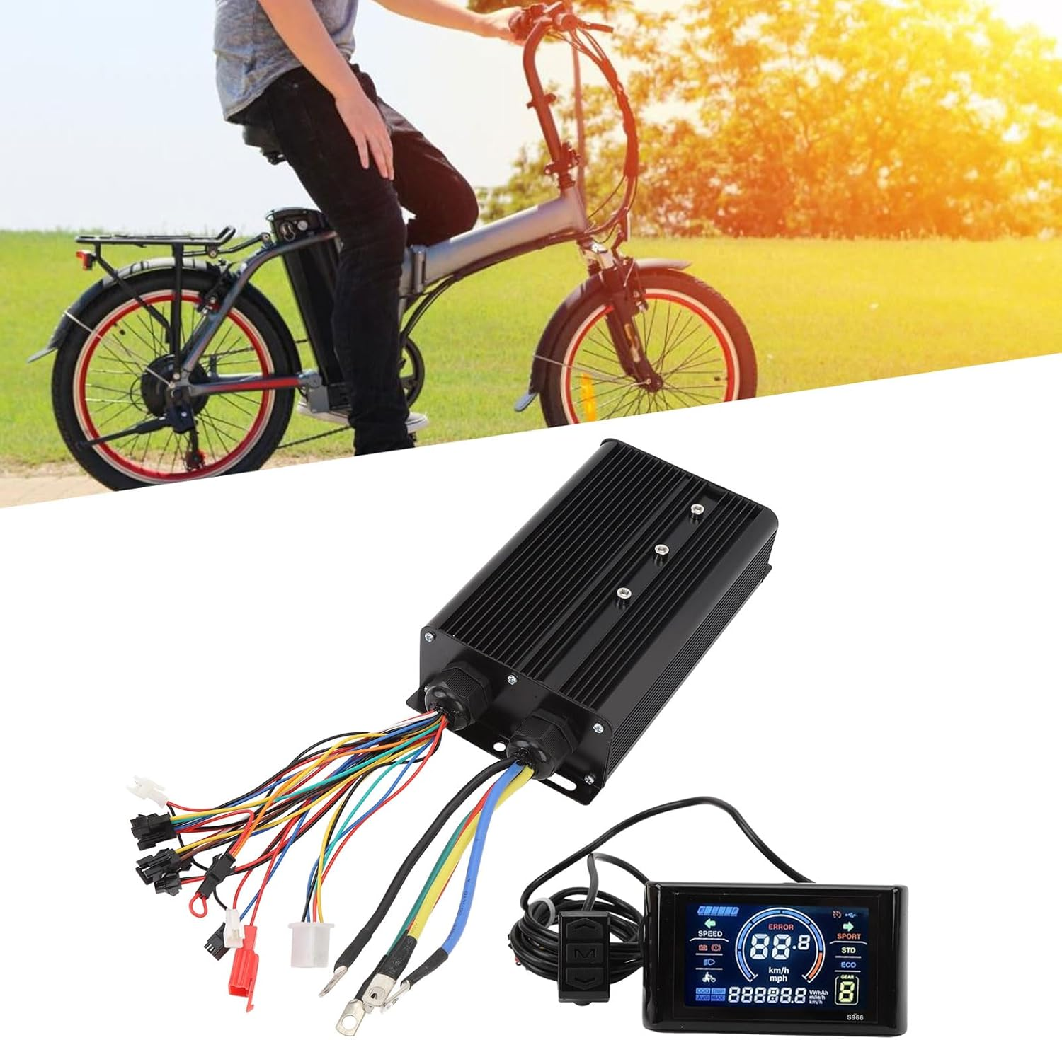 Brushless Motor Controller Kit, 80A 60V 72V 2000W 3000W 5000W Brushless Motor Speed Controller with Waterproof LCD Display Panel & 20X Throttle for Electric Bike, Electric Scooter image number 6