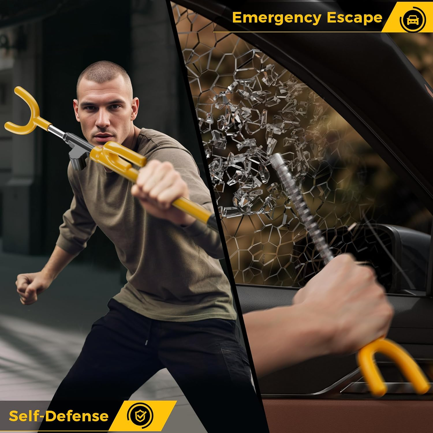 SURDOCA Car Steering Wheel Lock Anti-Theft Device, Easy Installation Steering Wheel Locks for Cars SUV Van, Upgraded Lock Cylinder, Rubber Protection, Extendable Universal Security Devices, Red image number 5