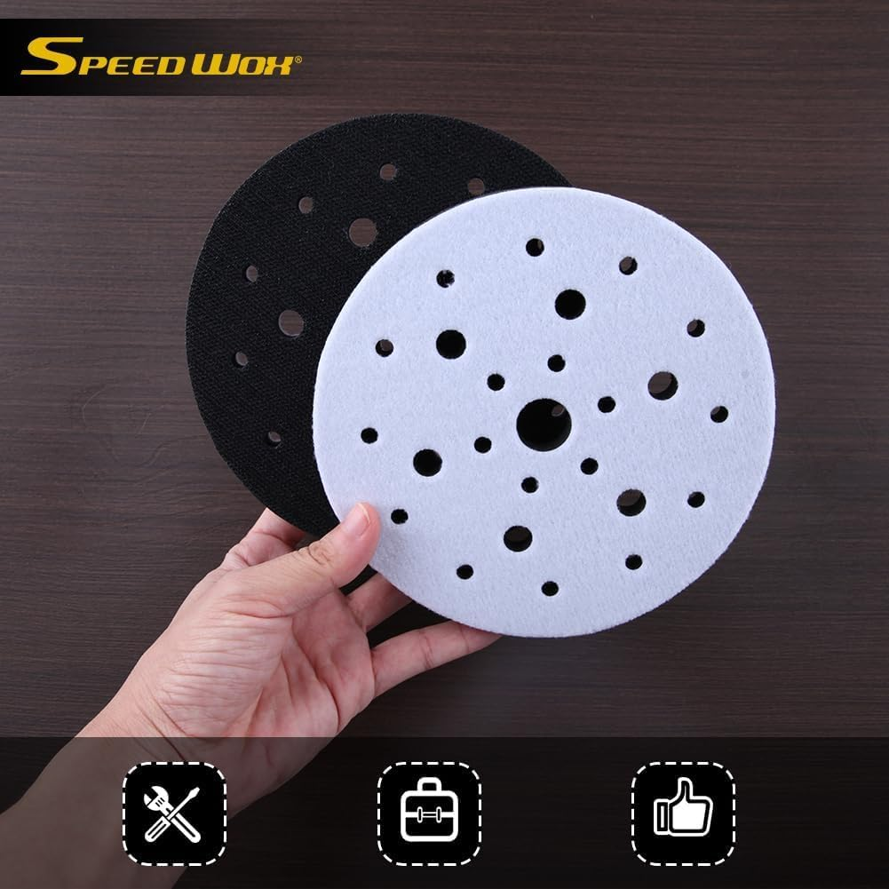SPEEDWOX Soft Interface Pad 6 Inch 25 Holes Hook and Loop Sponge Cushion Buffer Backing Pad Sanding Stickfix Interface Pad Abrasive Net Sander Pad for Sander Automotive Woodworking Polishing image number 4