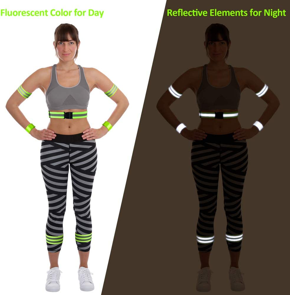 Vanmor High Visibility Reflective Bands for Wrist, Arm, Ankle, Leg. Reflective Running Gear for Men and Women, Safety Reflective Straps Bracelets for Night Running, Cycling, Walking