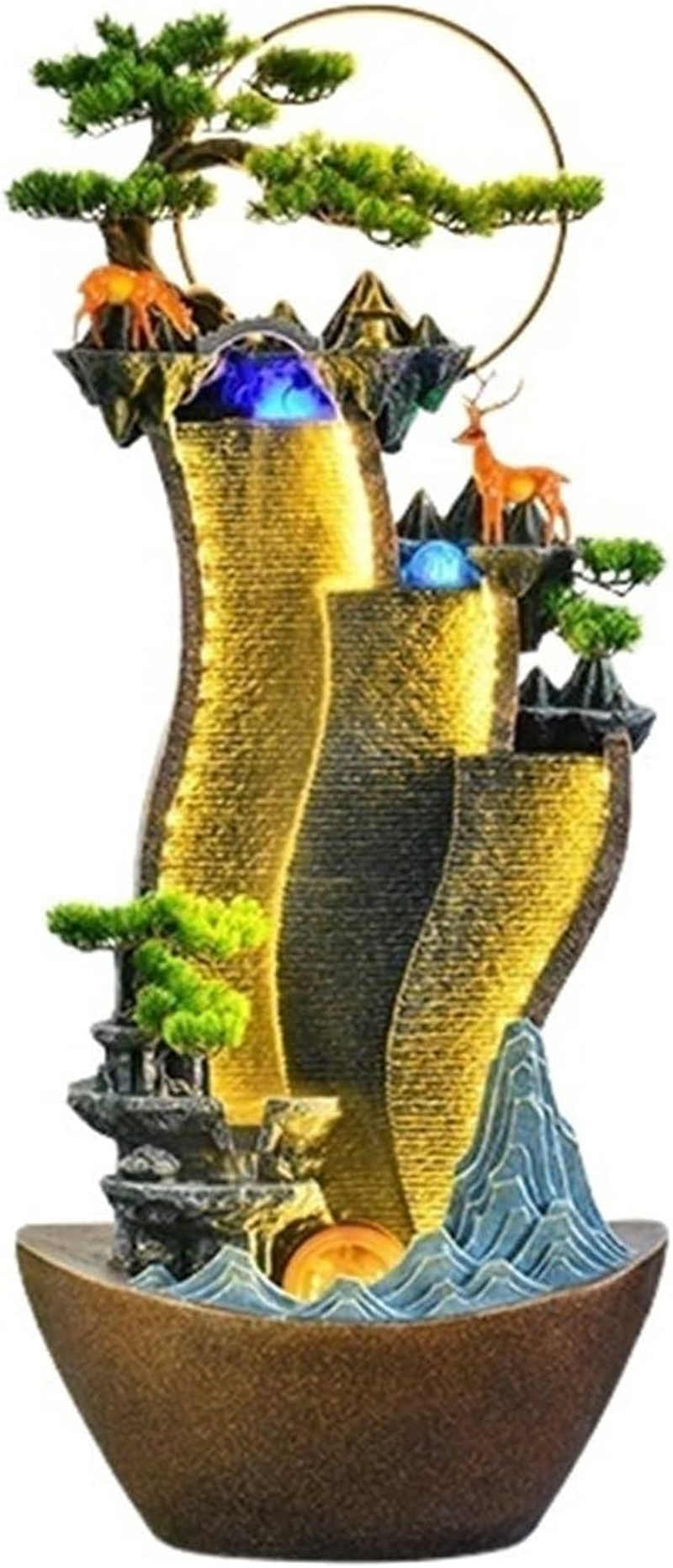 Outdoor Fountain Creative Rockery Water Curtain Wall, Floor Circulating Ornaments, Living Room Courtyard Fountain Landscape(L) image number 3