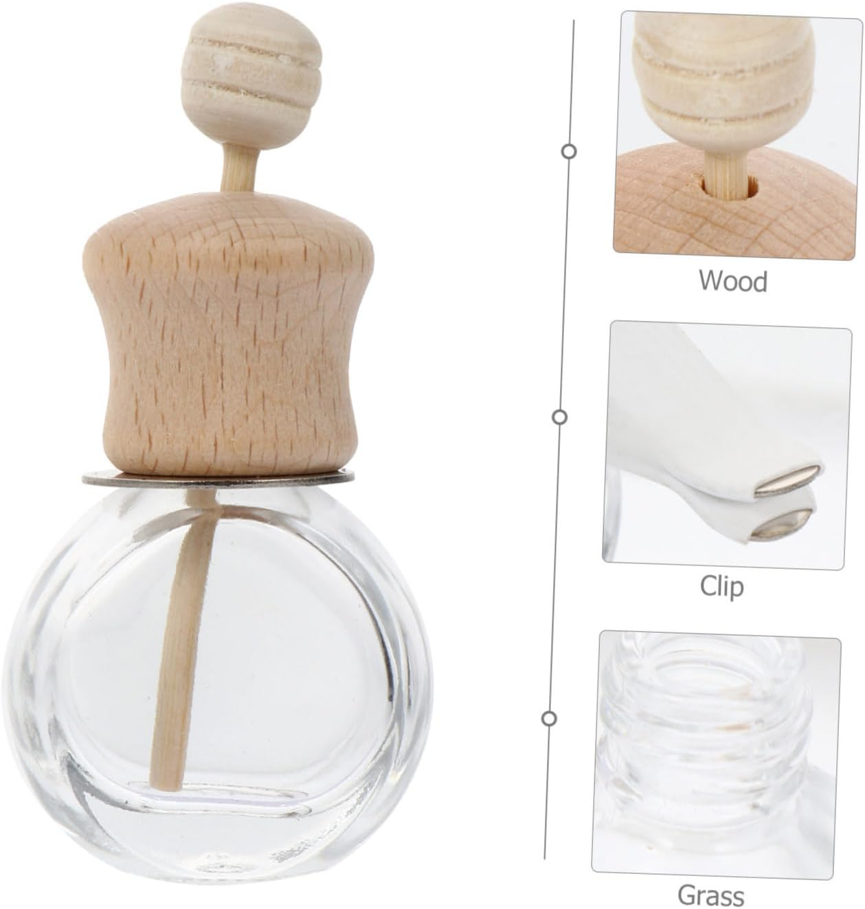 3Pcs Car Diffuser Bottles Essential Oil Aromatherapy Containers Wooden Lid Easy to Install for Refreshing Car Fragrance image number 4