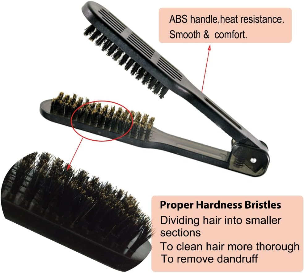 Clamp Hair Brush Straightener Detangler Splint Comb Nylon Bristle Double Sided Straightening Brush Air Vented Flat for Wet,Dry,Fine,Thick Natural Hair image number 1