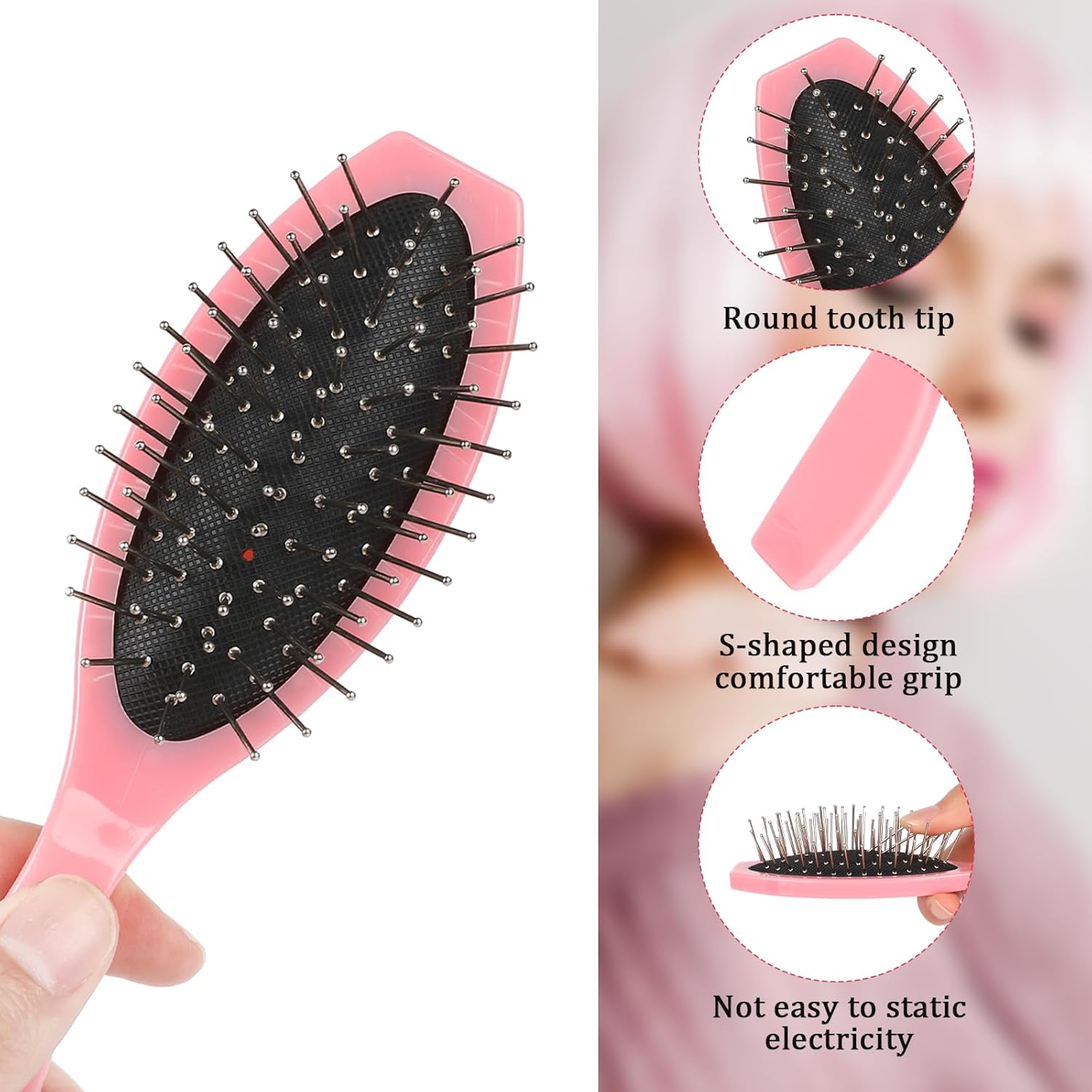 Wig Brushes for Synthetic Hair, Metal Bristle Doll Hair Brush Air Cushion Scalp Brush Gua Sha Hair Brush Wire Hair Brush anti Static Wig Comb for Human Hair, Professional Extension Brush for Women image number 2