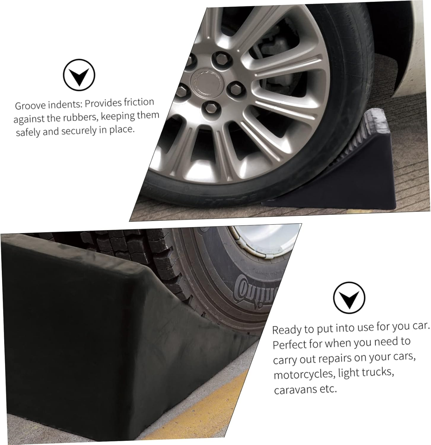 Mobestech Car Wheel Chocks Tyre Slipping Stopper Rubber Slip Wheel Alignment Block Vehicle Chocks image number 3