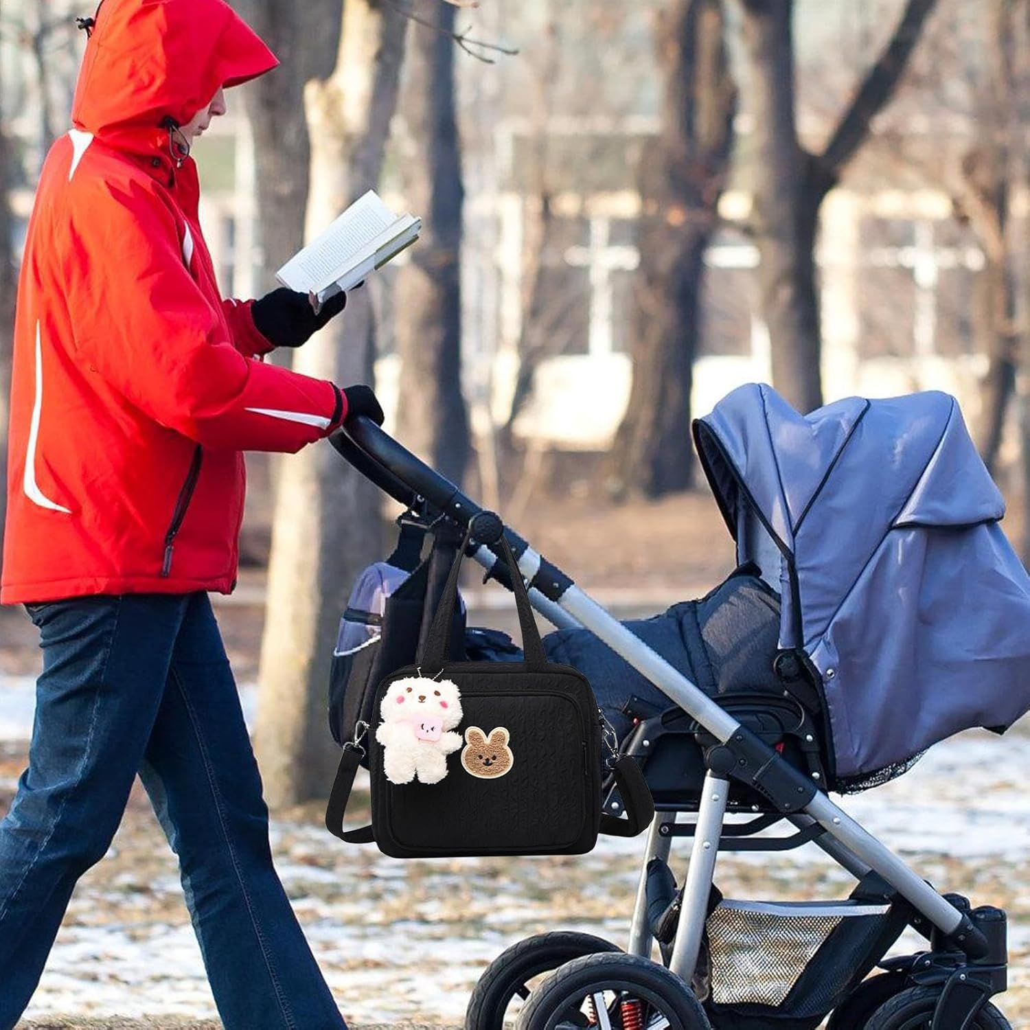 Diaper Bag - Carry Bag with Large Capacity | Windel Organizer for Room and Car For, Durable Travel Wrap Pocket, Portable Holder with Multiple Compart - Beige image number 6