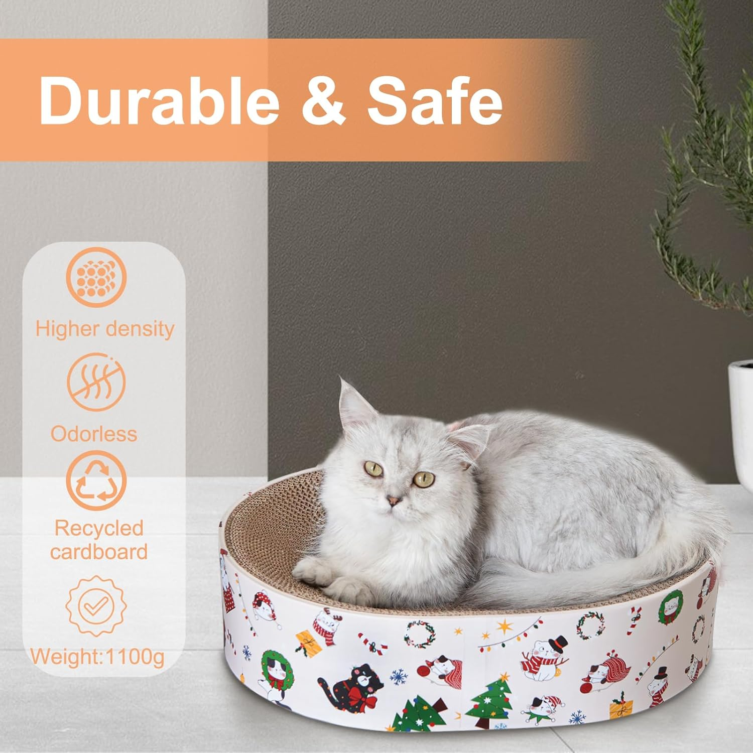 Oval Cat Scratcher Cardboard,Cat Scratch Posts,Durable Recycle Scratching Board for Furniture Protector Scraching Trees Towers image number 1