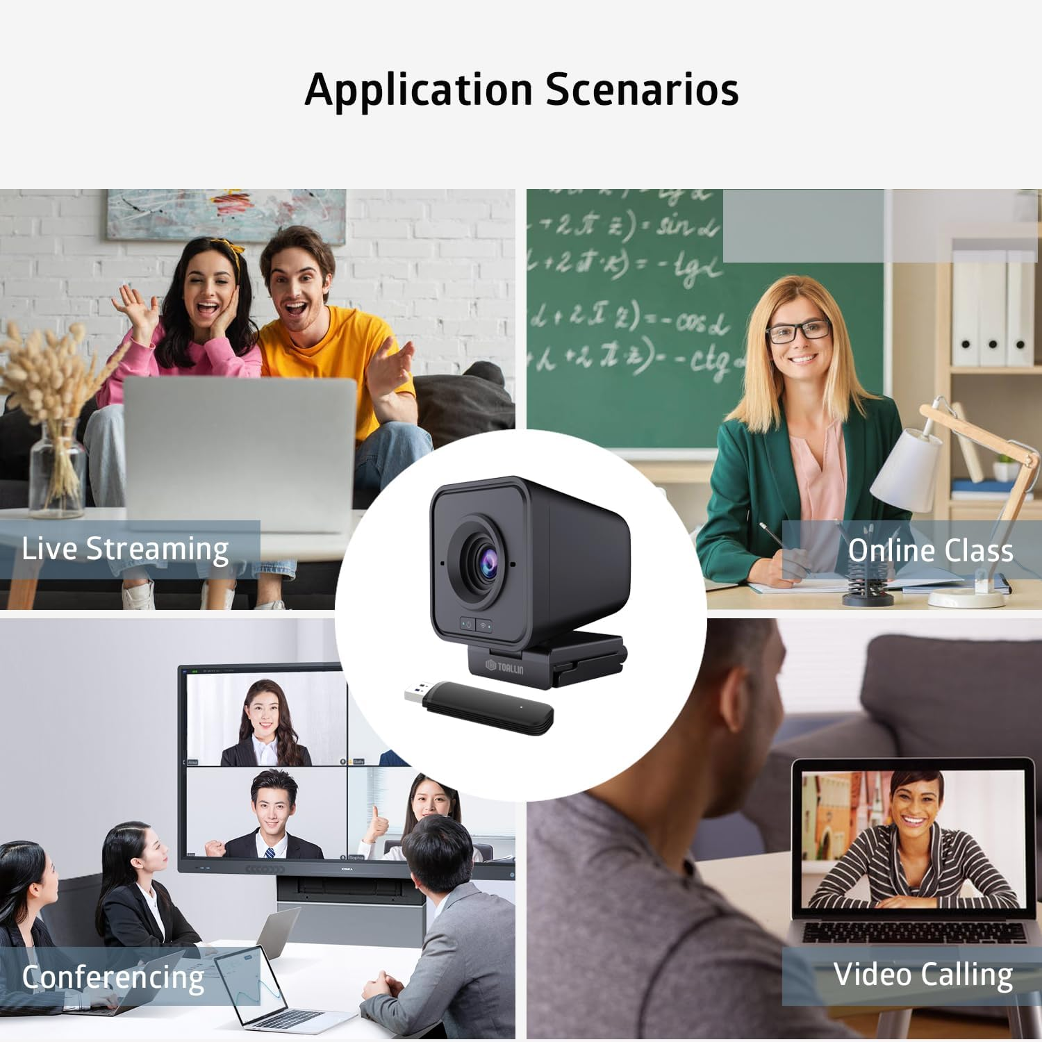 TOALLIN Wireless Webcam for PC, Built-In Noise-Canceling Microphone, 1080P HD Wireless Computer Camera for Video Conferencing, Live Streaming and Online Video Calls image number 5